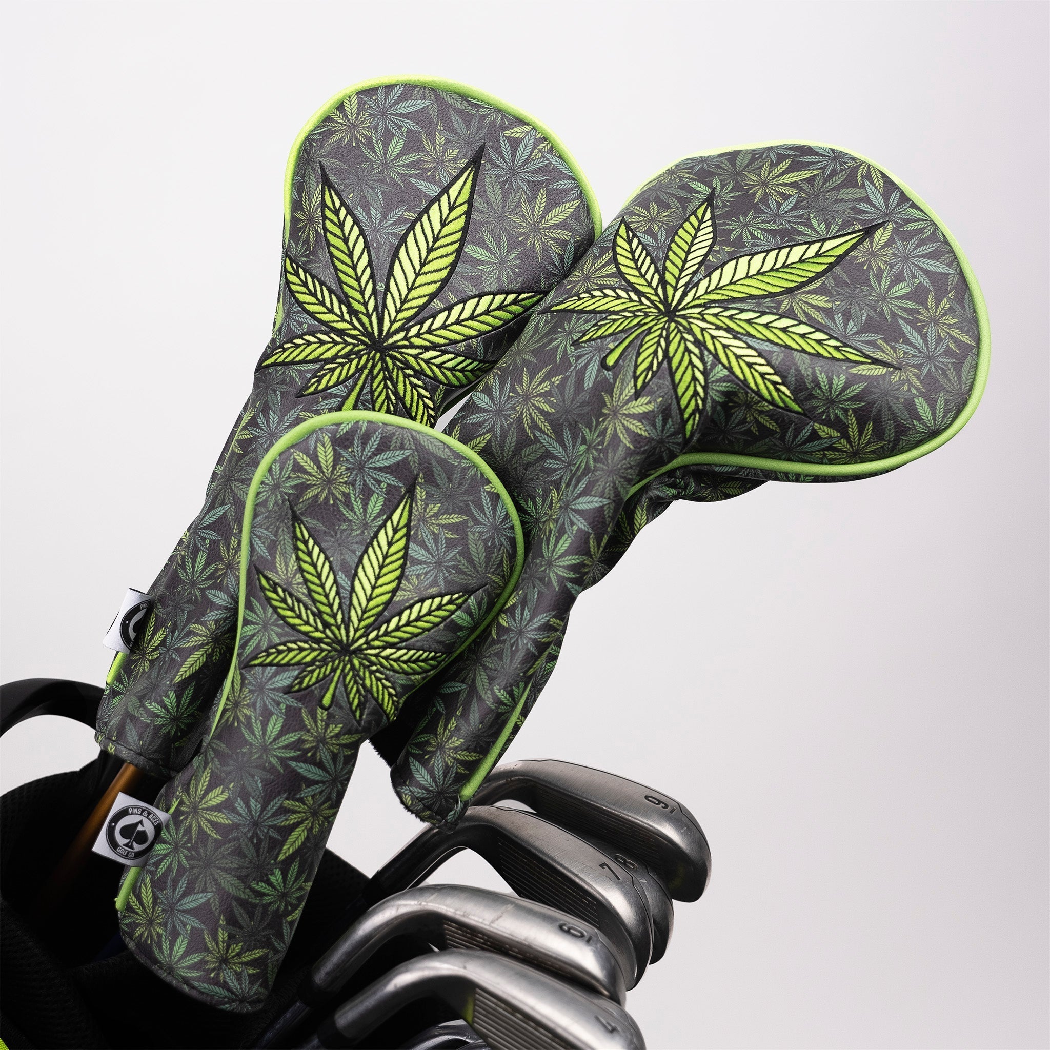 Bold fairway cover featuring a vibrant leaf design, perfect for high handicap golfers looking to stand out on the course.