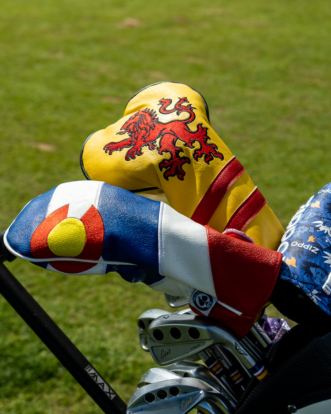 Bold Scotland driver cover featuring a vibrant lion design, perfect for golfers looking to showcase their style on the course.