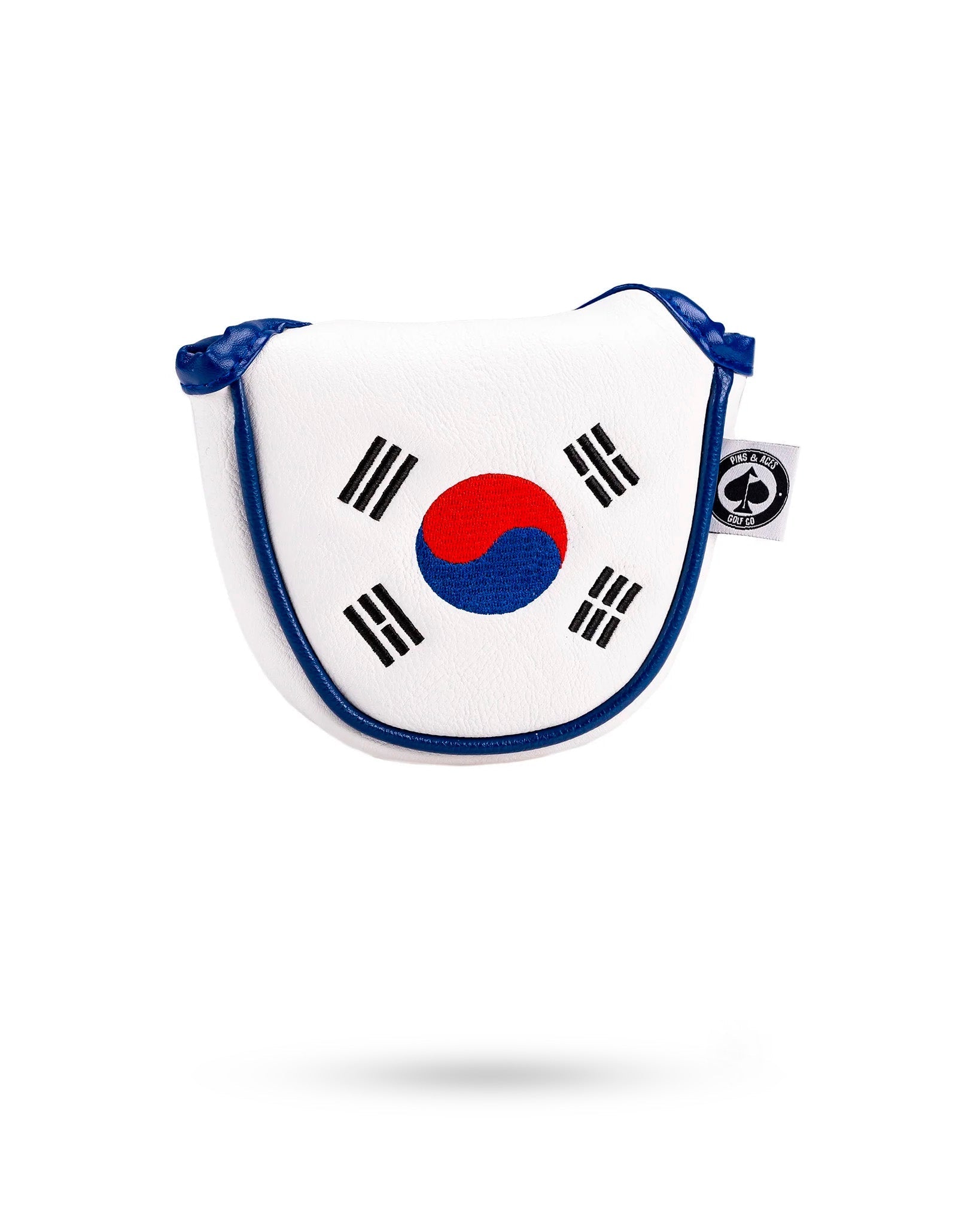 Mallet putter cover featuring the South Korean flag design, showcasing vibrant colors and a sleek finish.
