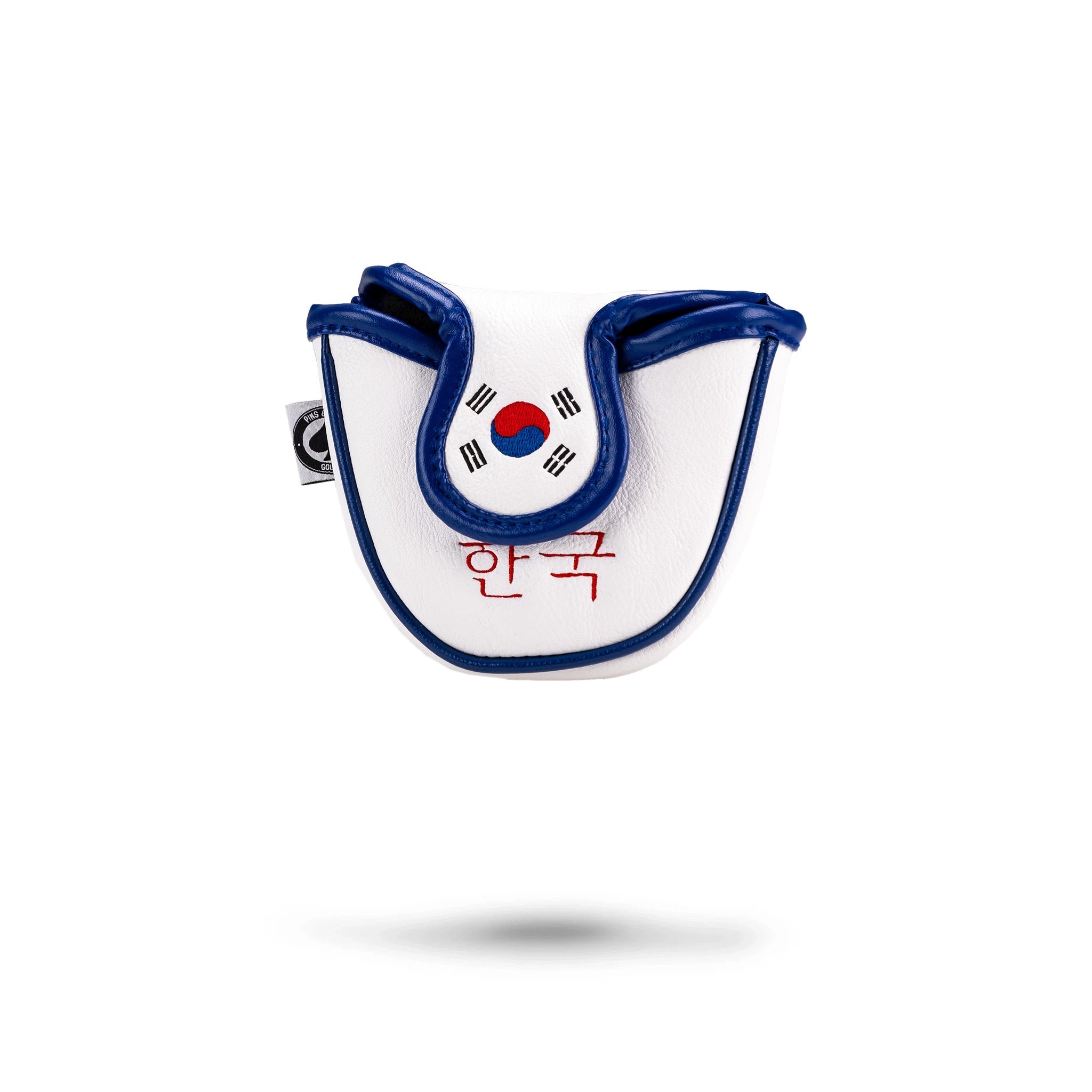 South Korea mallet putter cover featuring a vibrant design with the national flag and embroidered text.