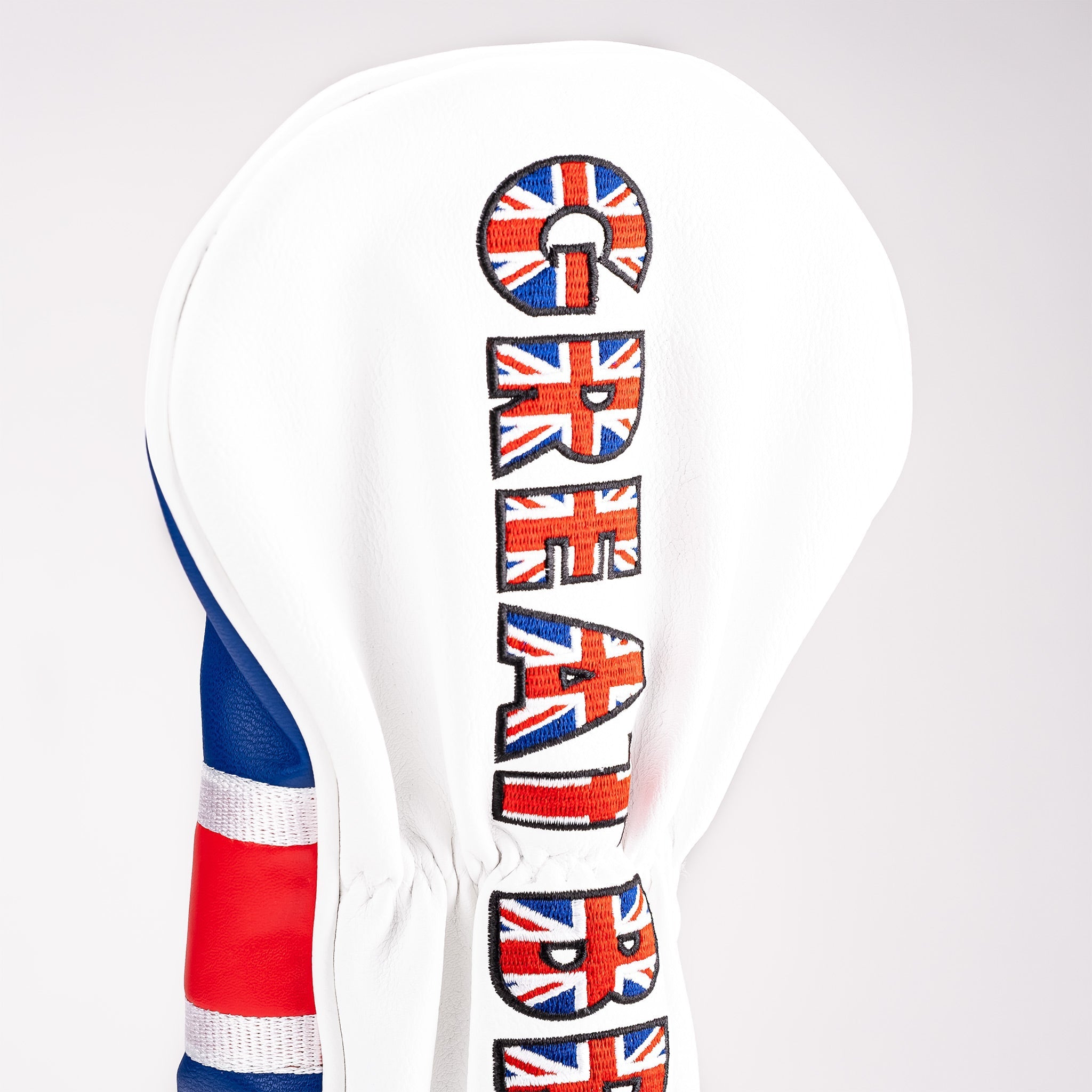 Bold driver cover featuring the United Kingdom flag design with vibrant colors and unique lettering for standout style on the course.
