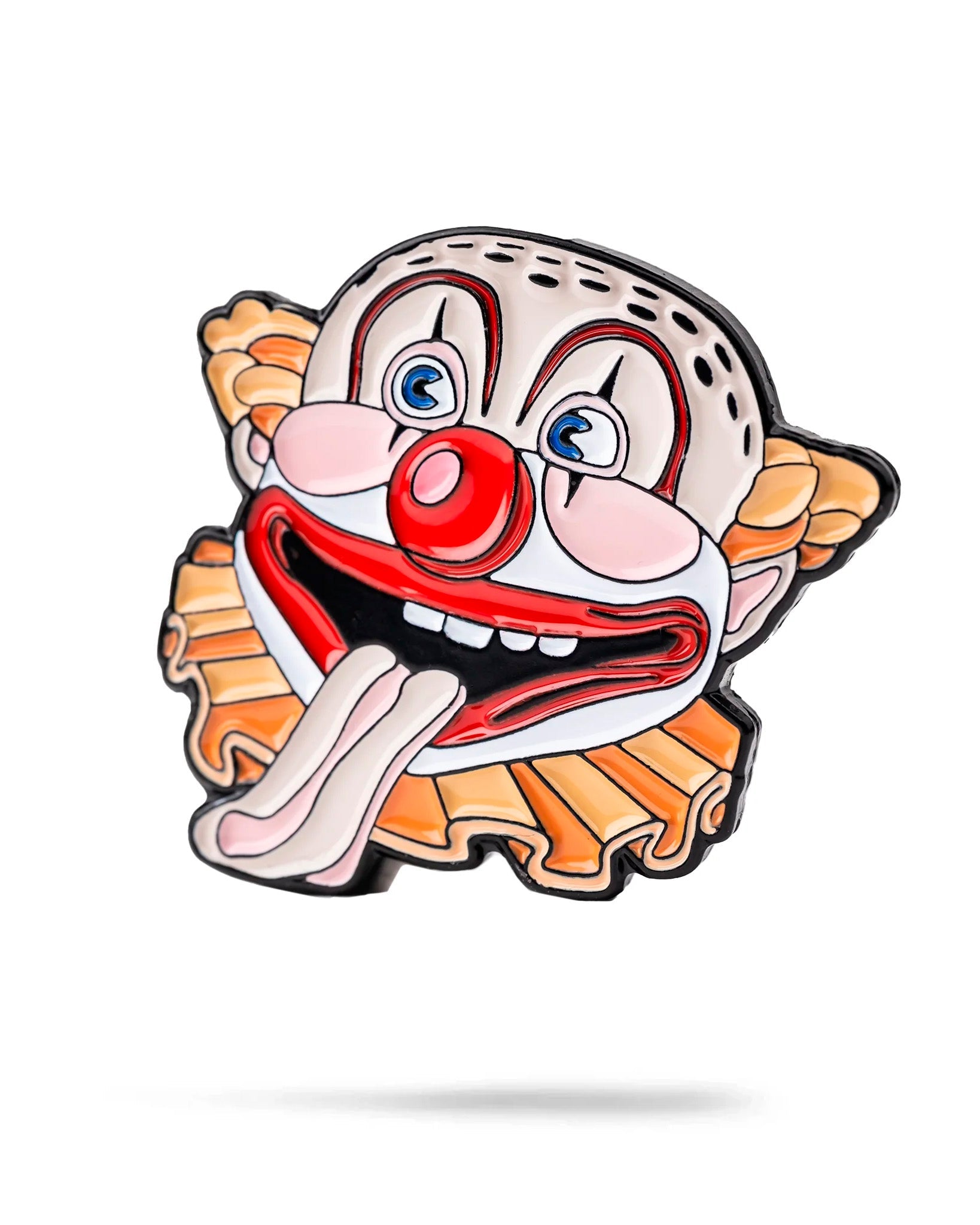 Colorful clown mouth ball marker for golf, featuring a playful design with vibrant colors.