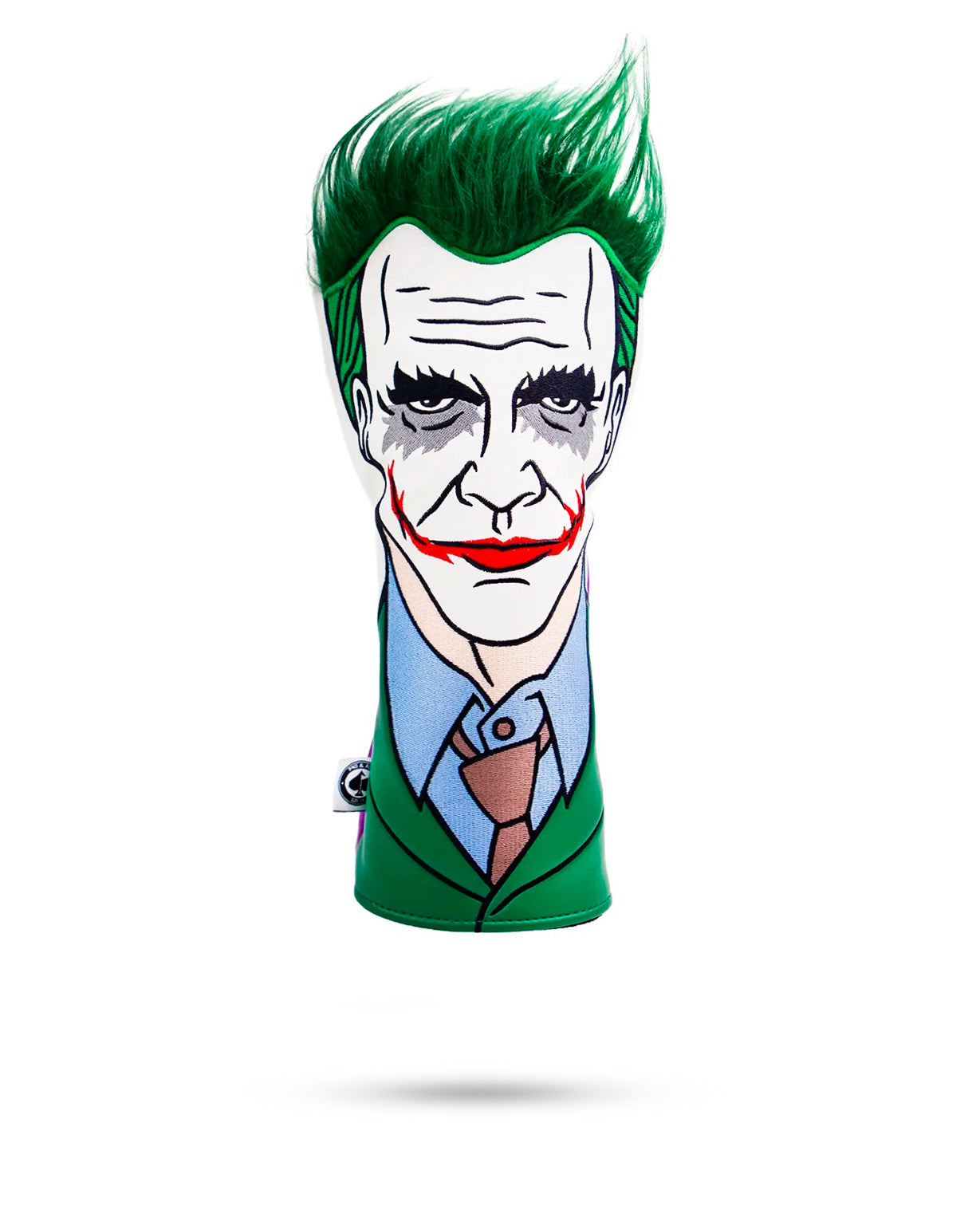 Joker-themed fairway cover for golf clubs featuring vibrant colors and a playful design.