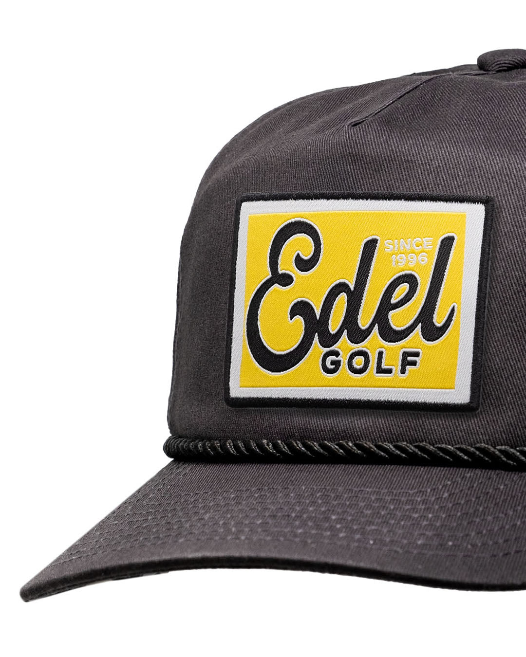 Heritage Rope Hat in Charcoal from Edel Legacy, featuring a stitched patch and rope detailing.