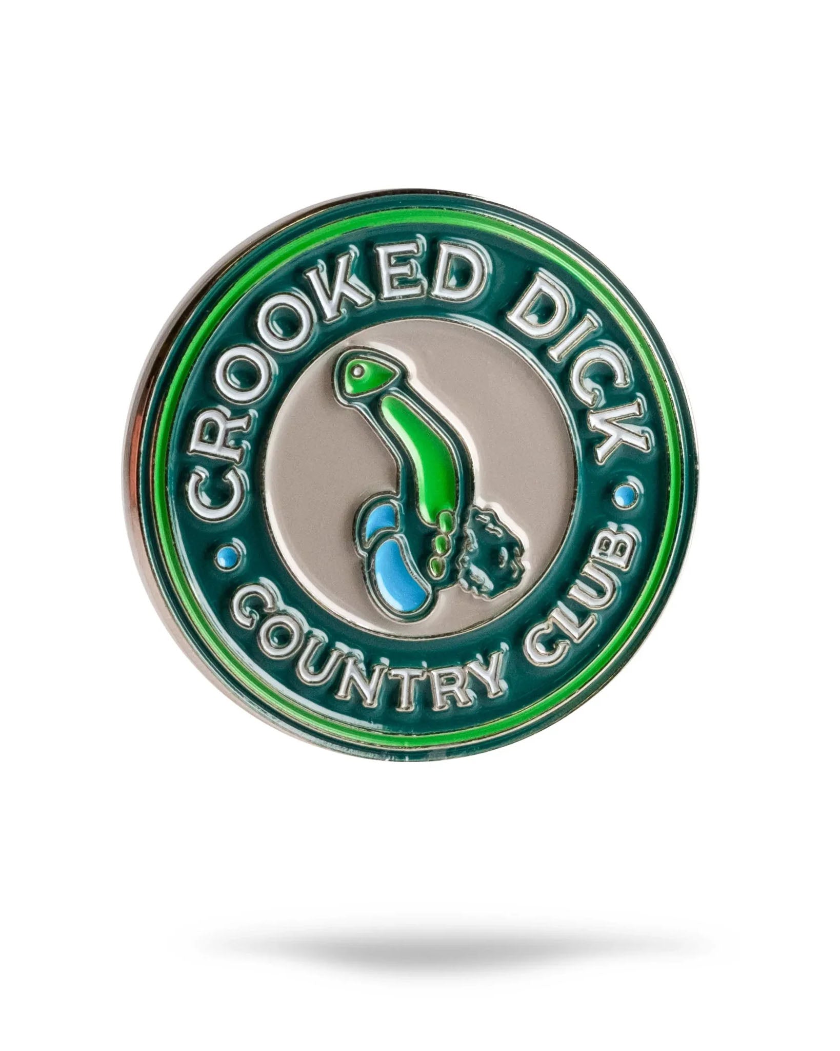 Bold Crooked Dick CC ball marker featuring a playful design with vibrant colors, perfect for adding personality to your golf game.