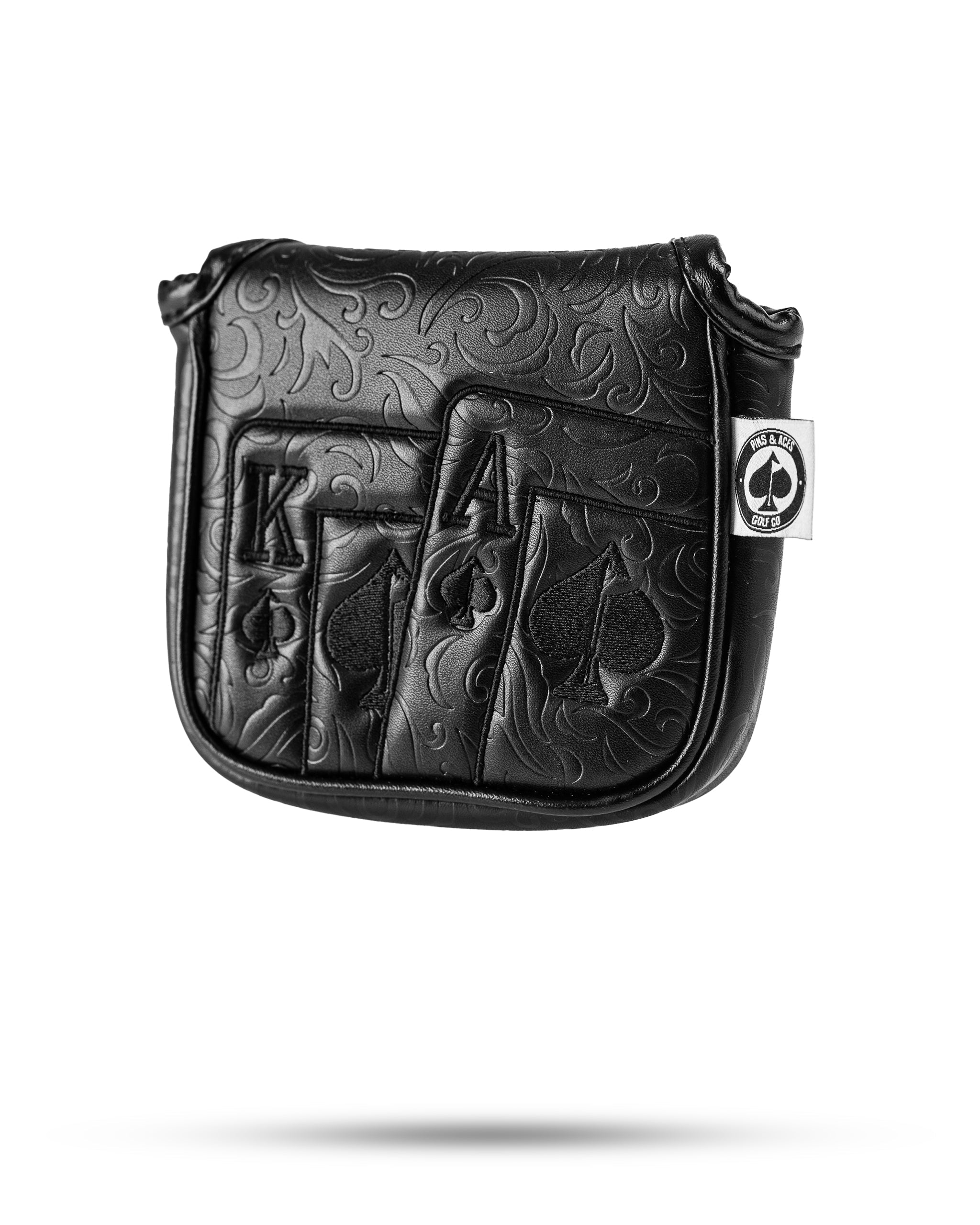 Blackout Ace of Spades mallet putter cover in black with spade emblem design.