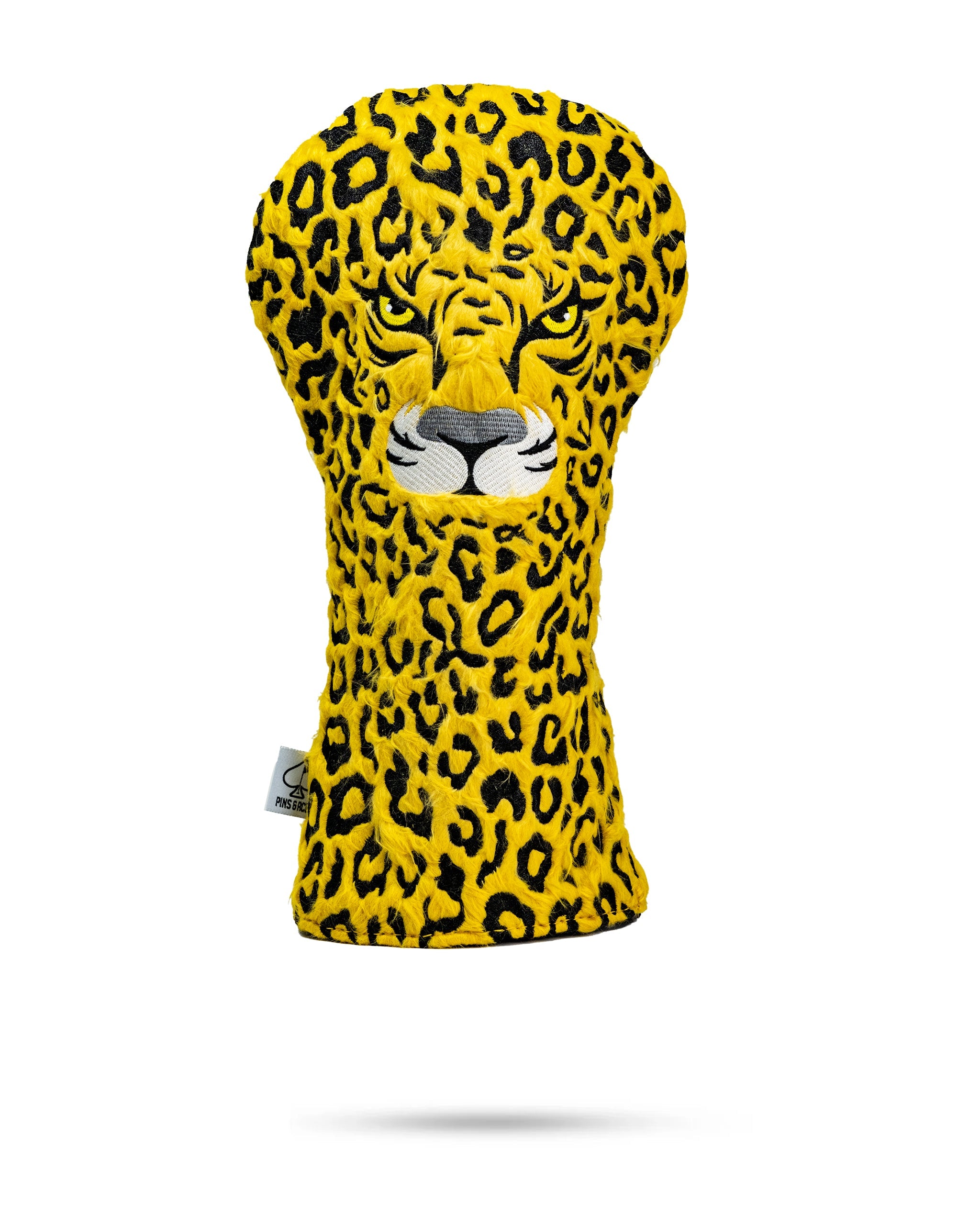 Leopard print golf driver head cover featuring bold spots and a stylish design.