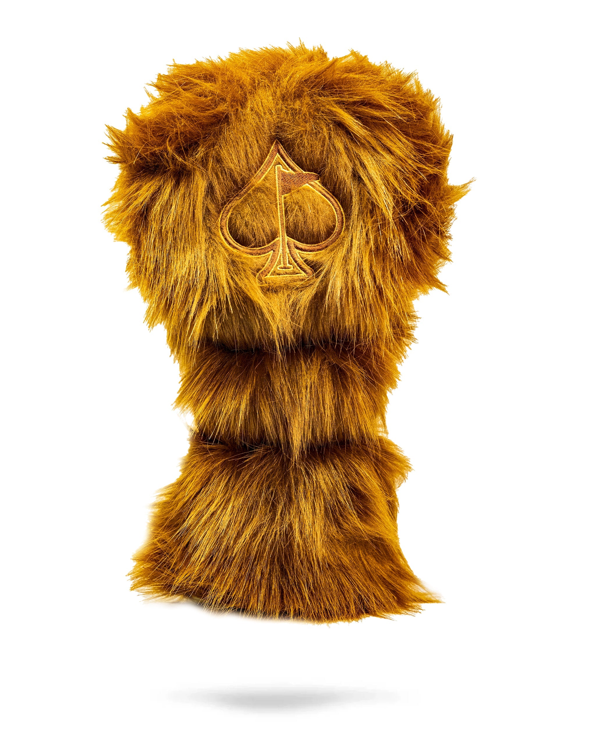 Lion Driver Cover - Soft plush golf club headcover shaped like a lion's head, featuring detailed facial features and a vibrant orange mane.