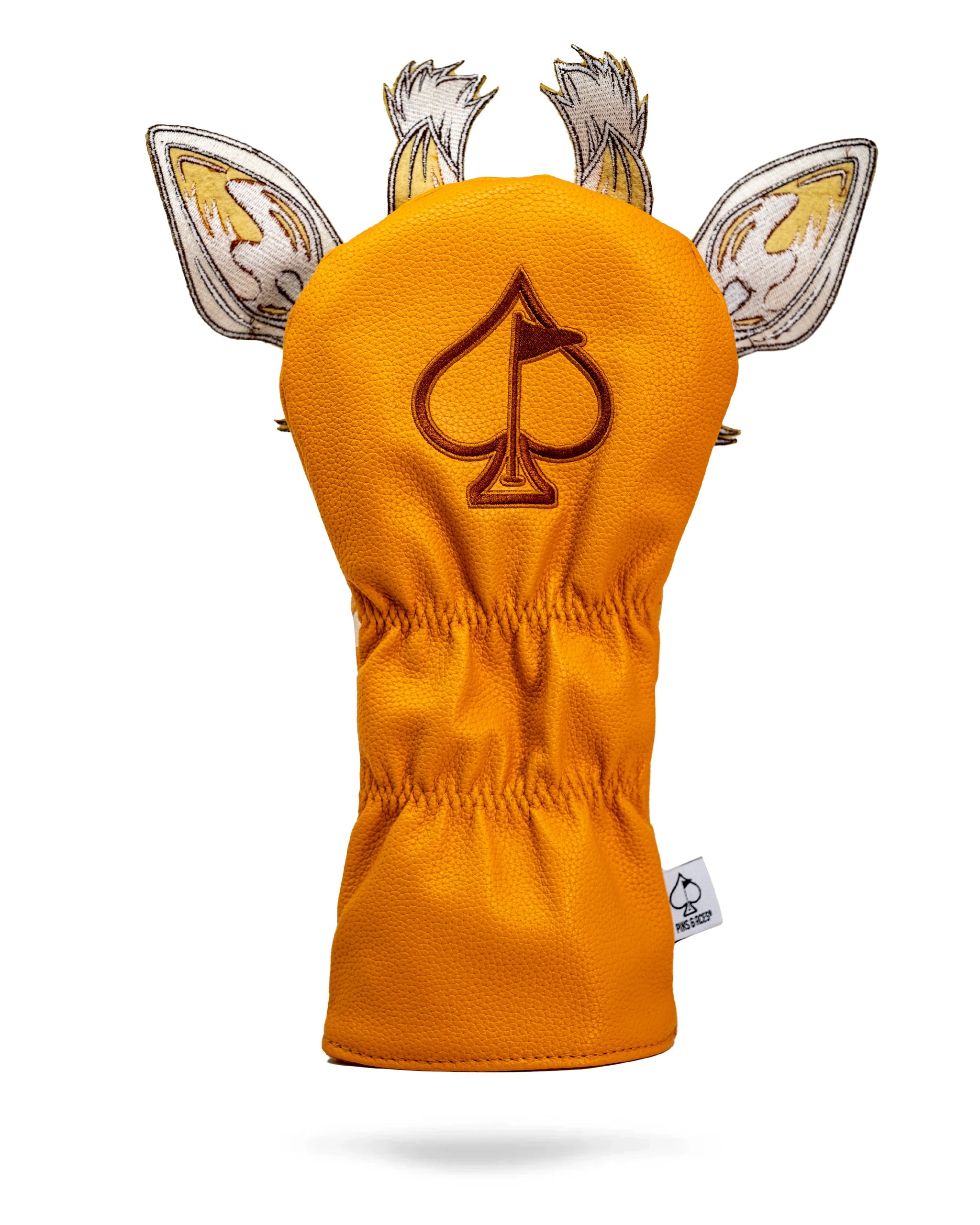 Giraffe driver cover featuring a realistic giraffe head design, made from durable fabric to protect golf clubs.