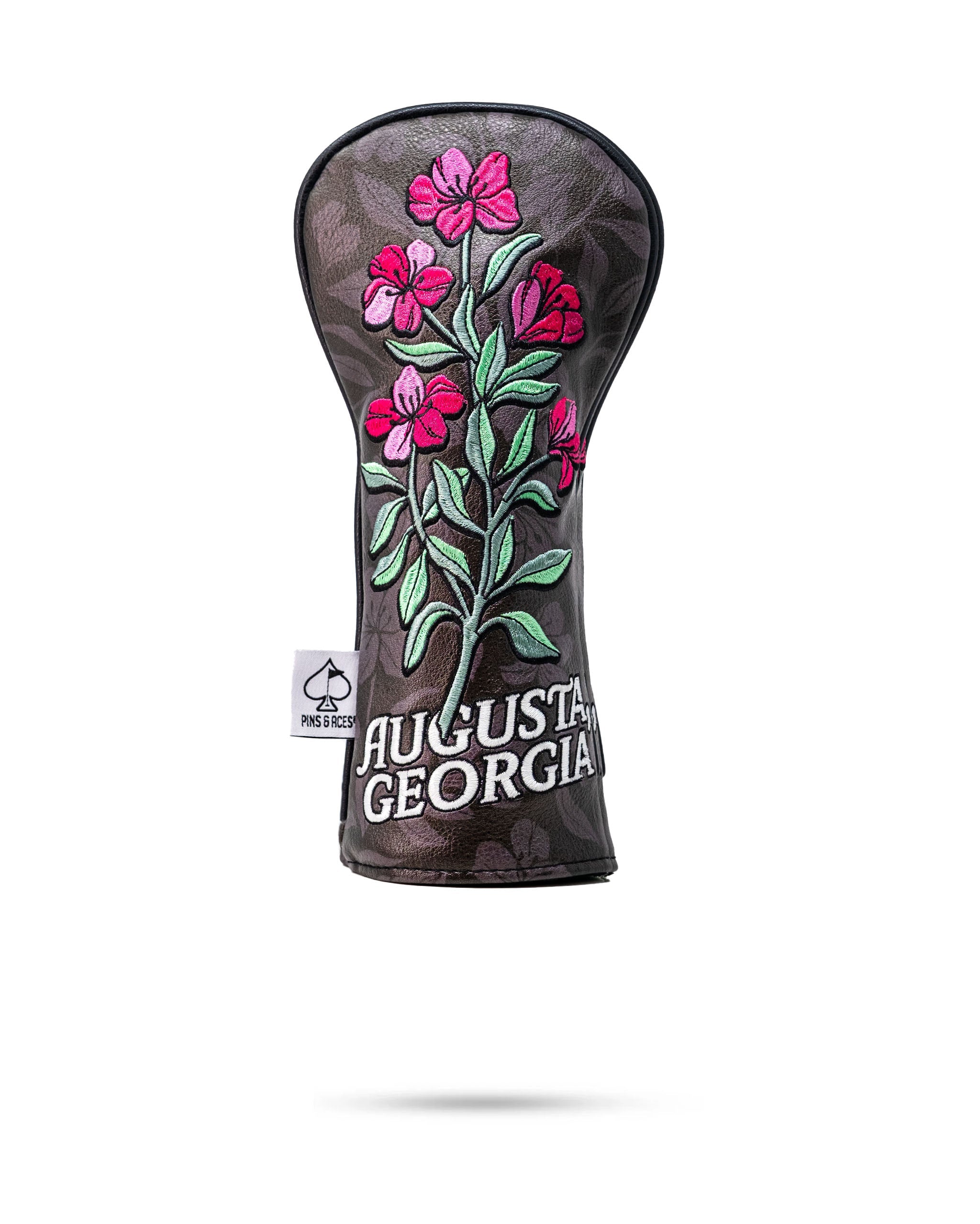 Hibiscus Bloom hybrid golf club cover with vibrant floral design on a white background.