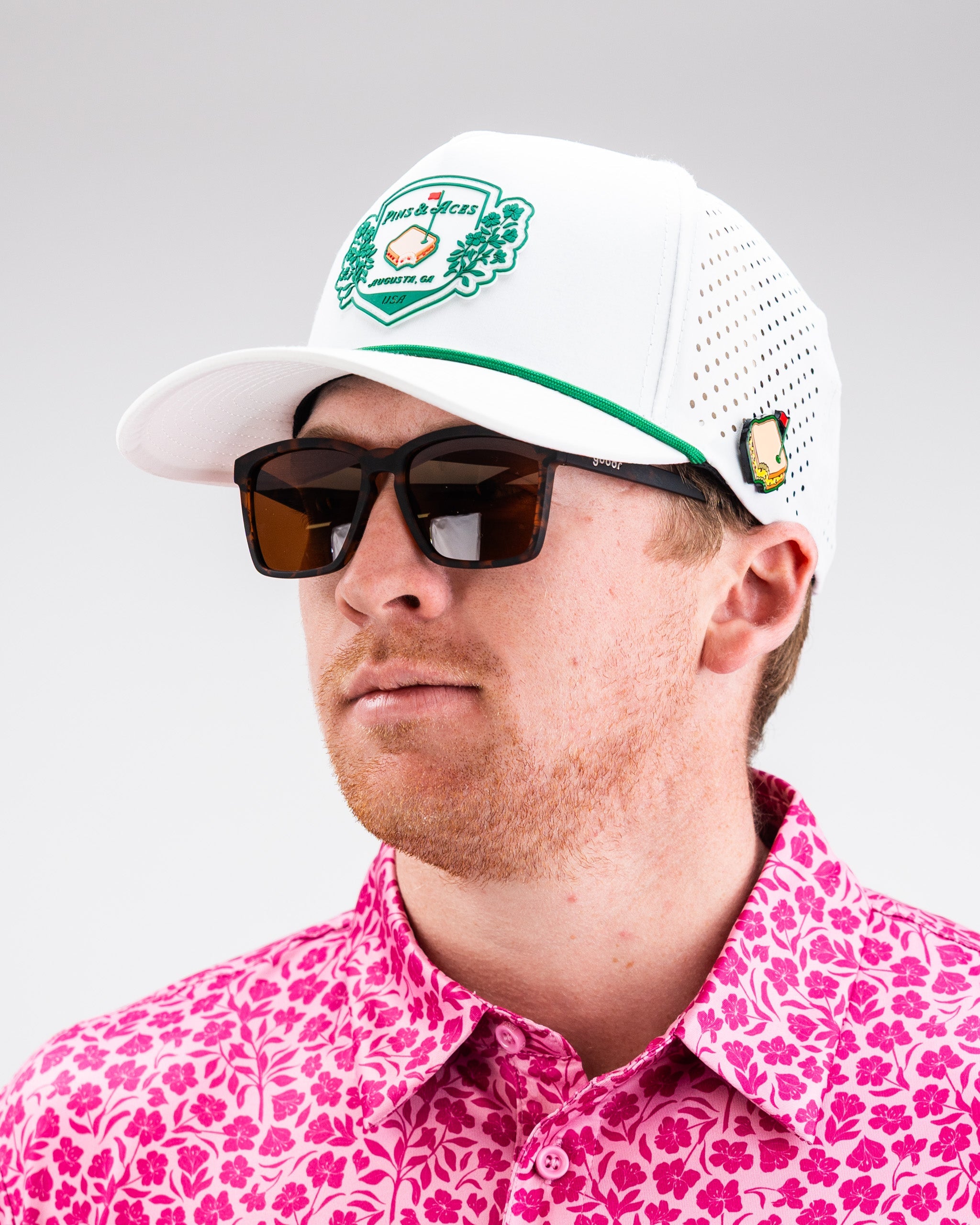 Perforated white rope hat by Pimento Crest, featuring a stylish design and breathable material.