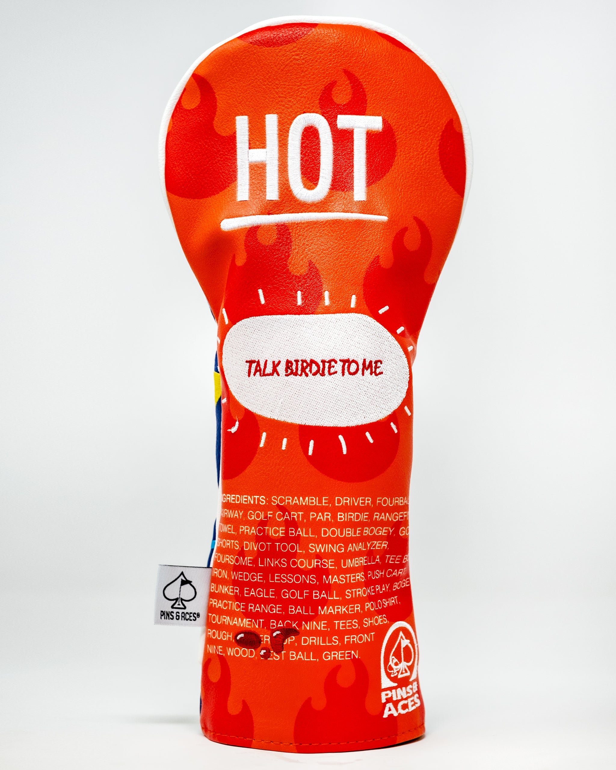"Fairway golf club head cover featuring Taco Bell hot sauce design."