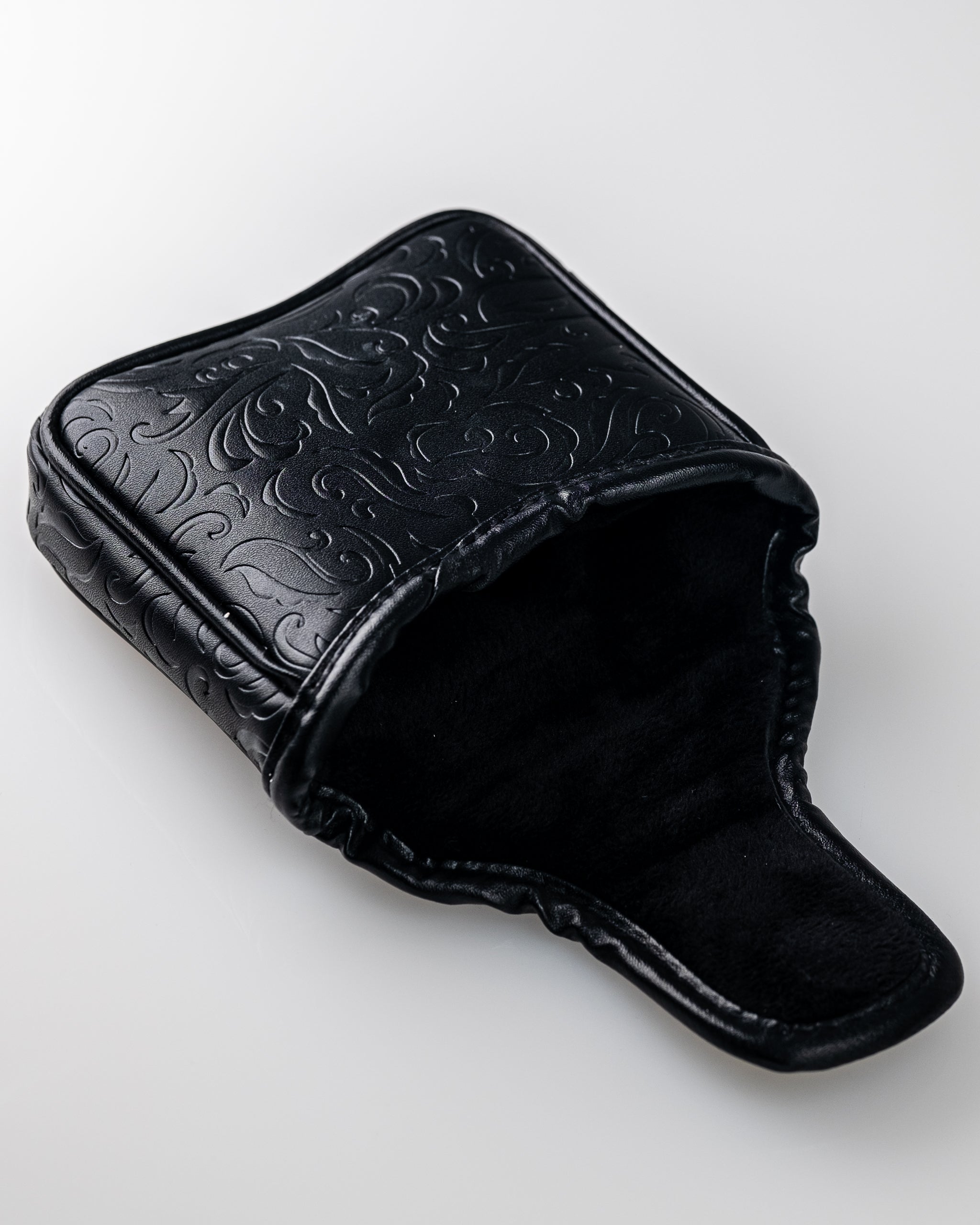Blackout Ace of Spades mallet putter cover featuring a sleek black design with spade emblem, ideal for protecting golf putters.