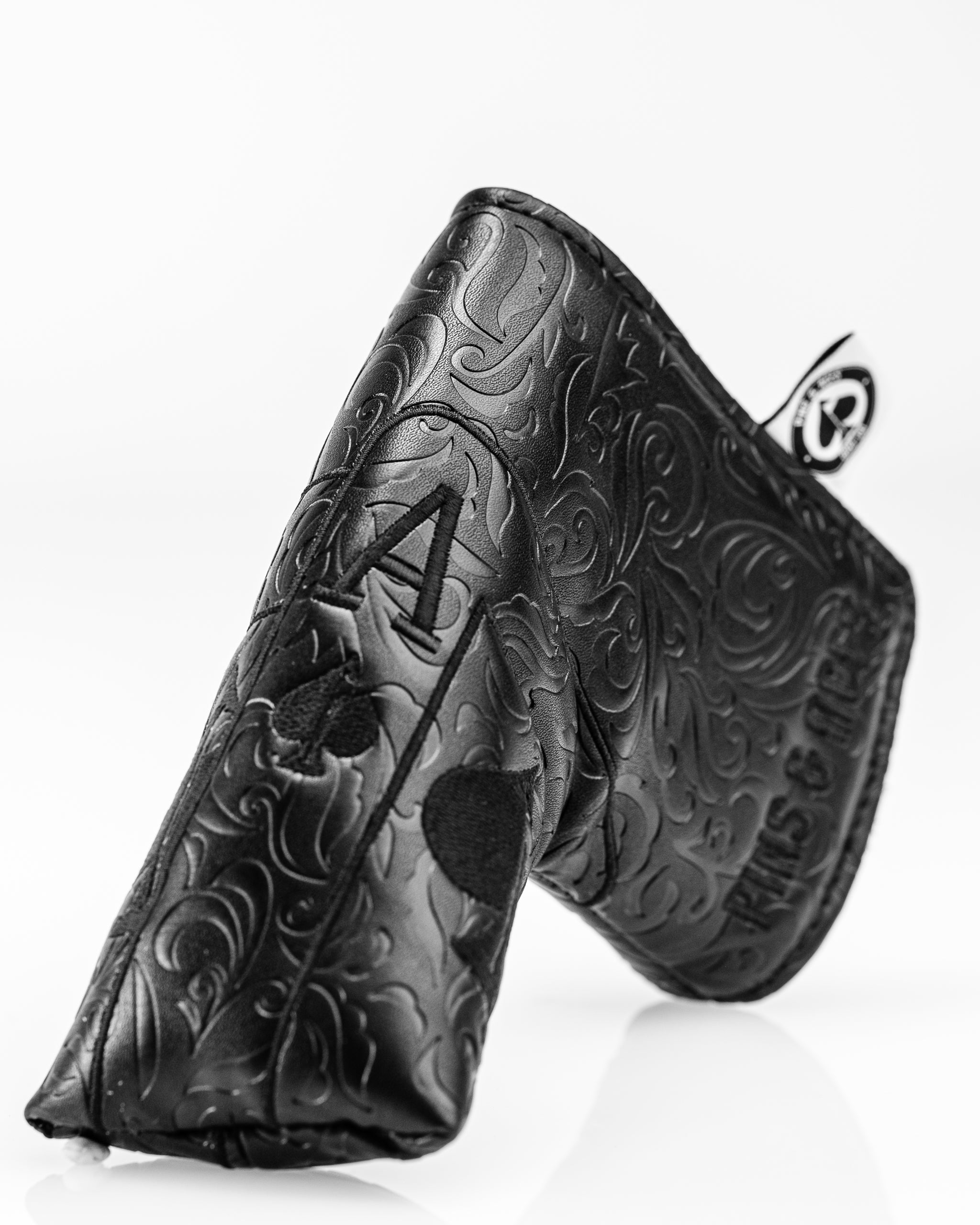 Blackout Ace of Spades blade putter cover in black, featuring a sleek design and logo detailing.