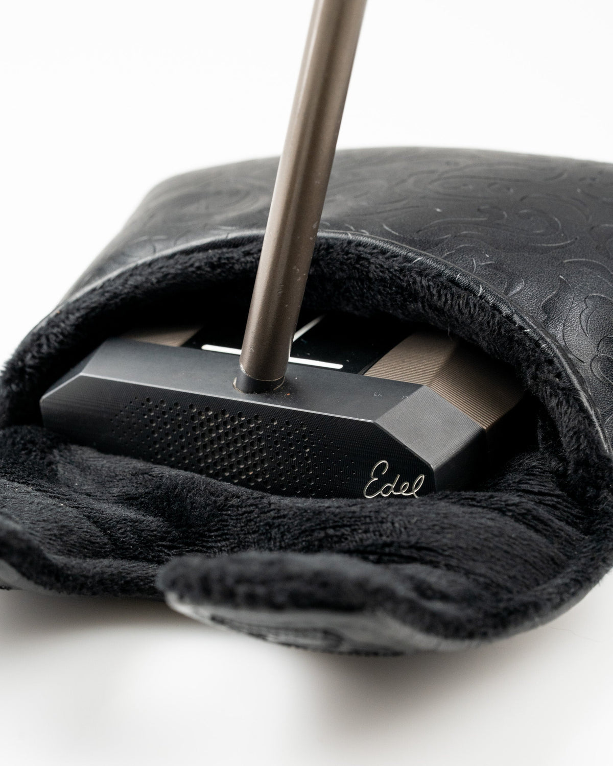 Blackout Ace of Spades center shaft mallet putter cover with a sleek black design and plush interior for protection.