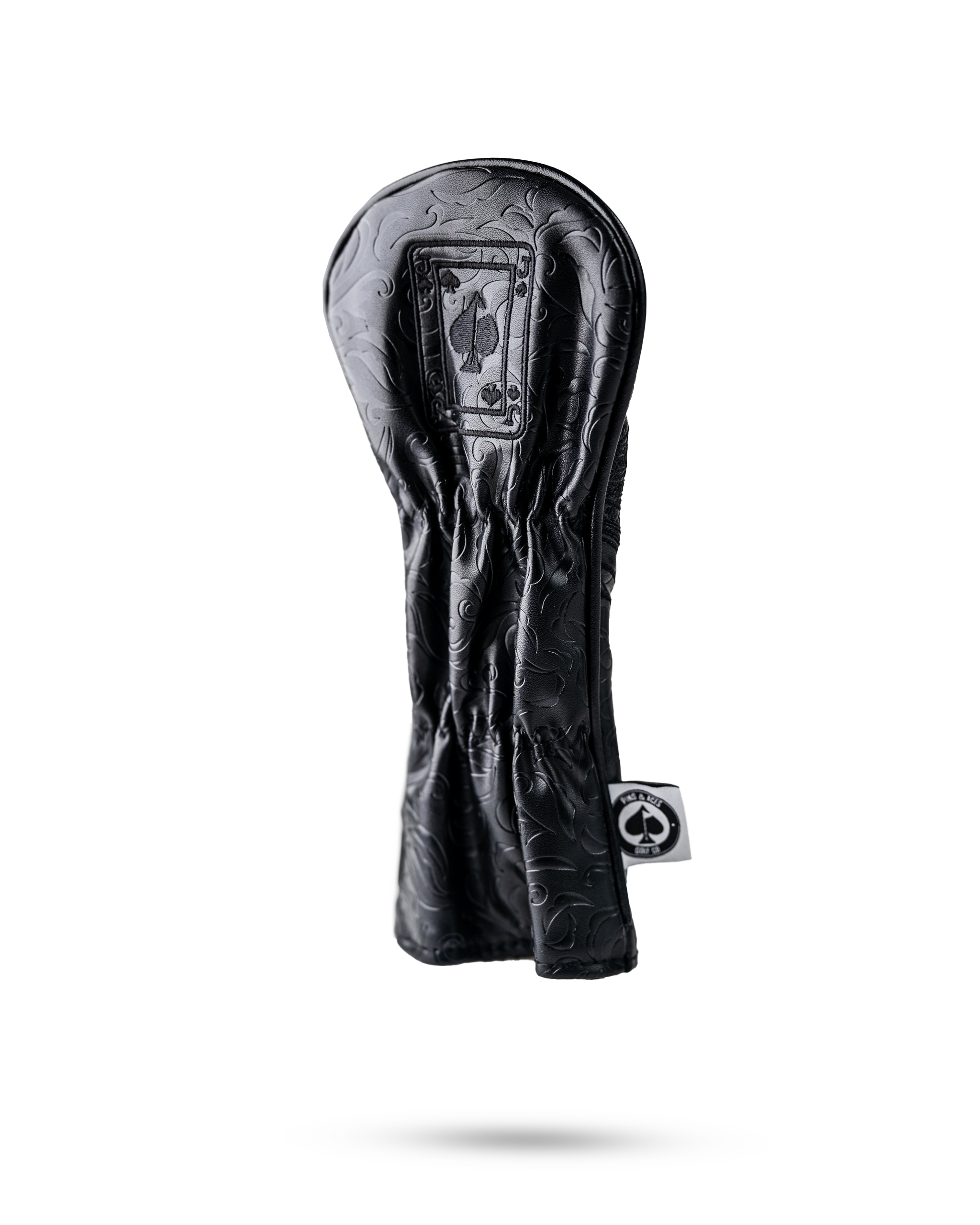Blackout Jack of Spades hybrid golf club cover in sleek black with embossed design, featuring a spade logo.