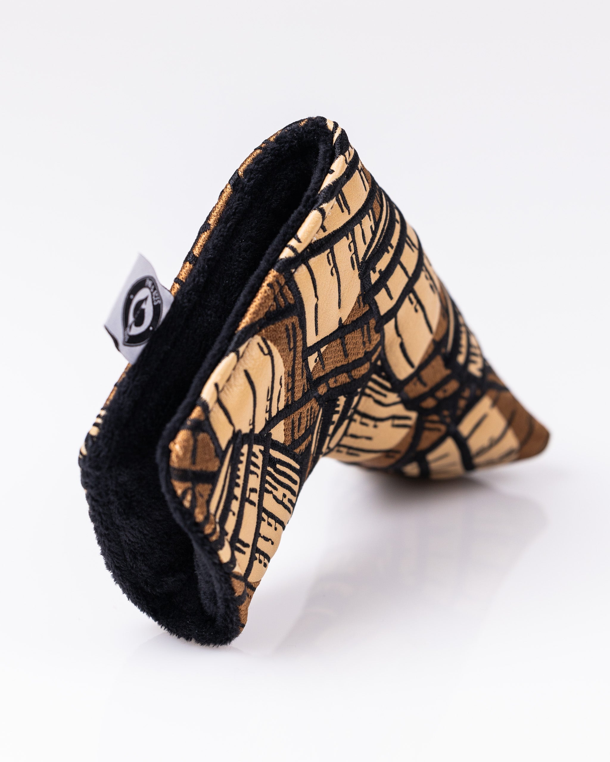 Bourbon Barrel Blade Putter Cover featuring a vintage leather design with stitching details.