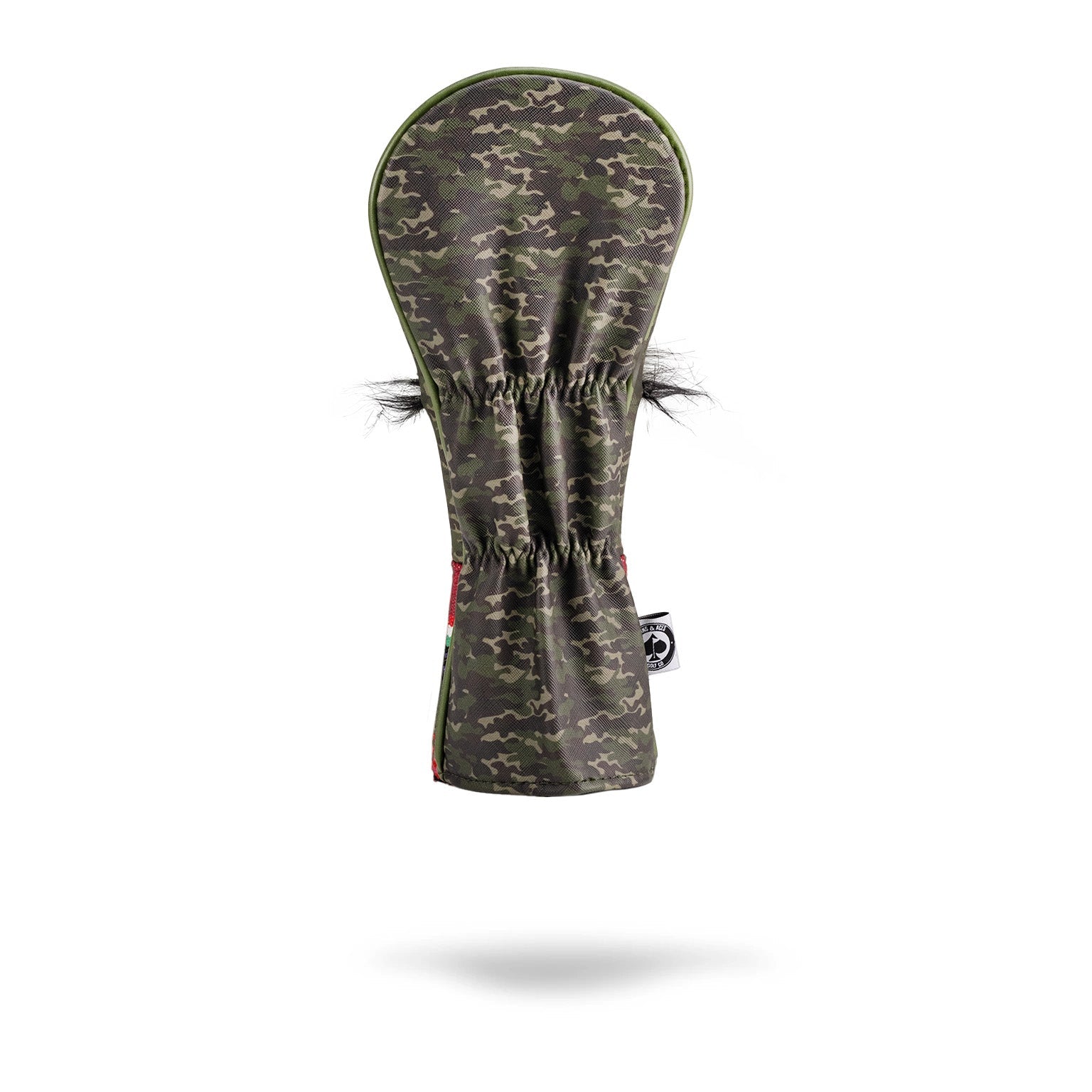 Mustache Sugar Skull Fairway Cover in green camo pattern, featuring a colorful sugar skull design.