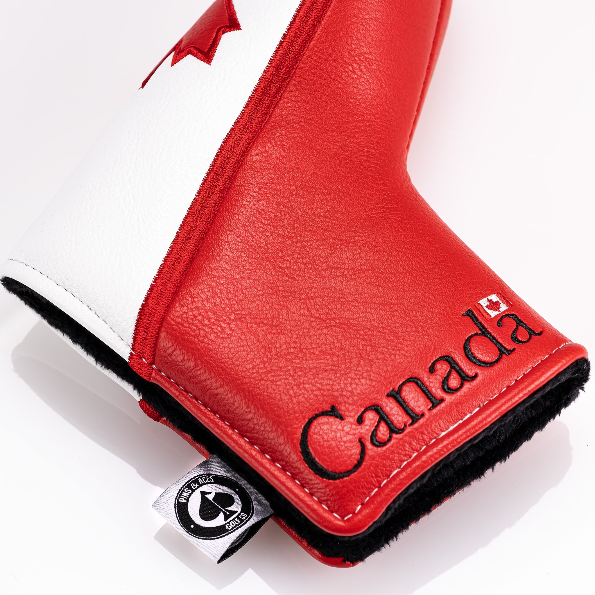 Canada Blade Putter Cover featuring a vibrant Canadian flag design and text, providing a stylish and protective accessory for golf clubs.