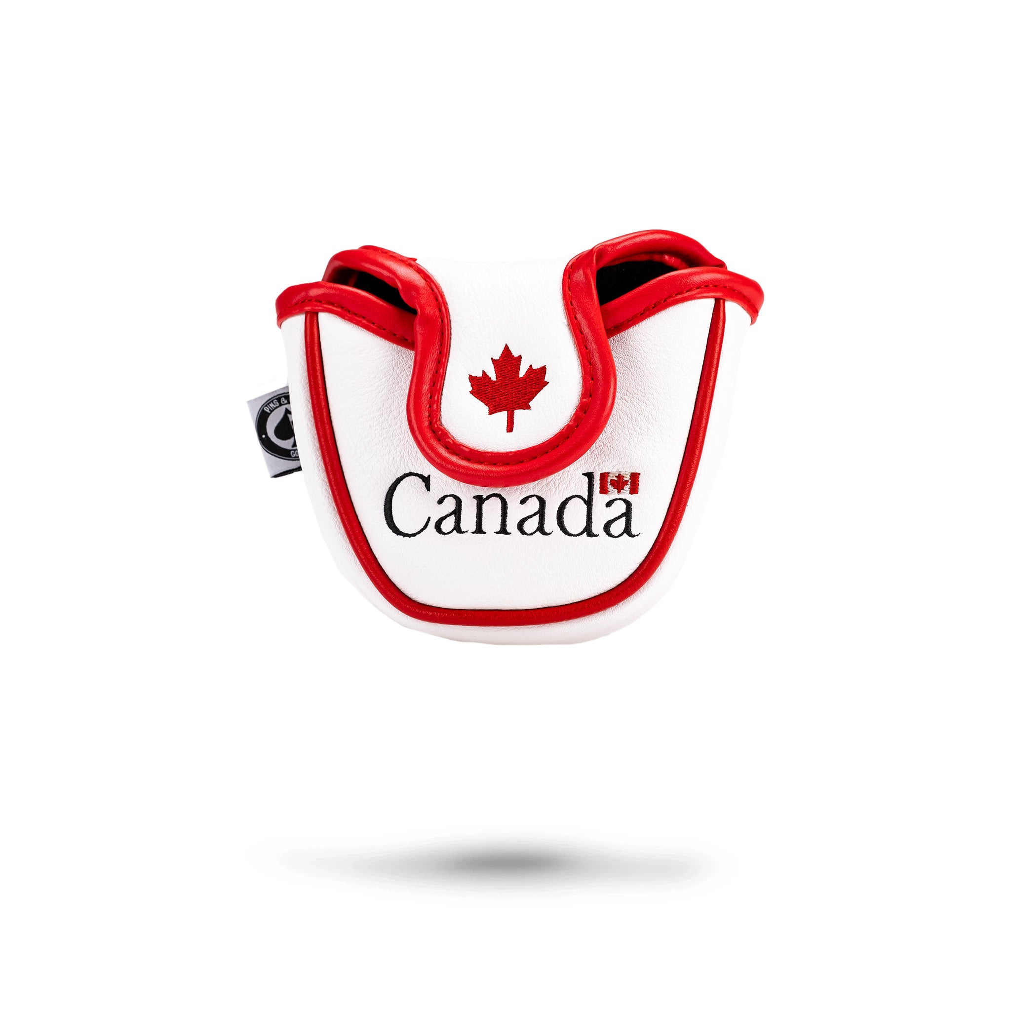 Alt text: "Canada-themed mallet putter cover featuring a vibrant maple leaf design."