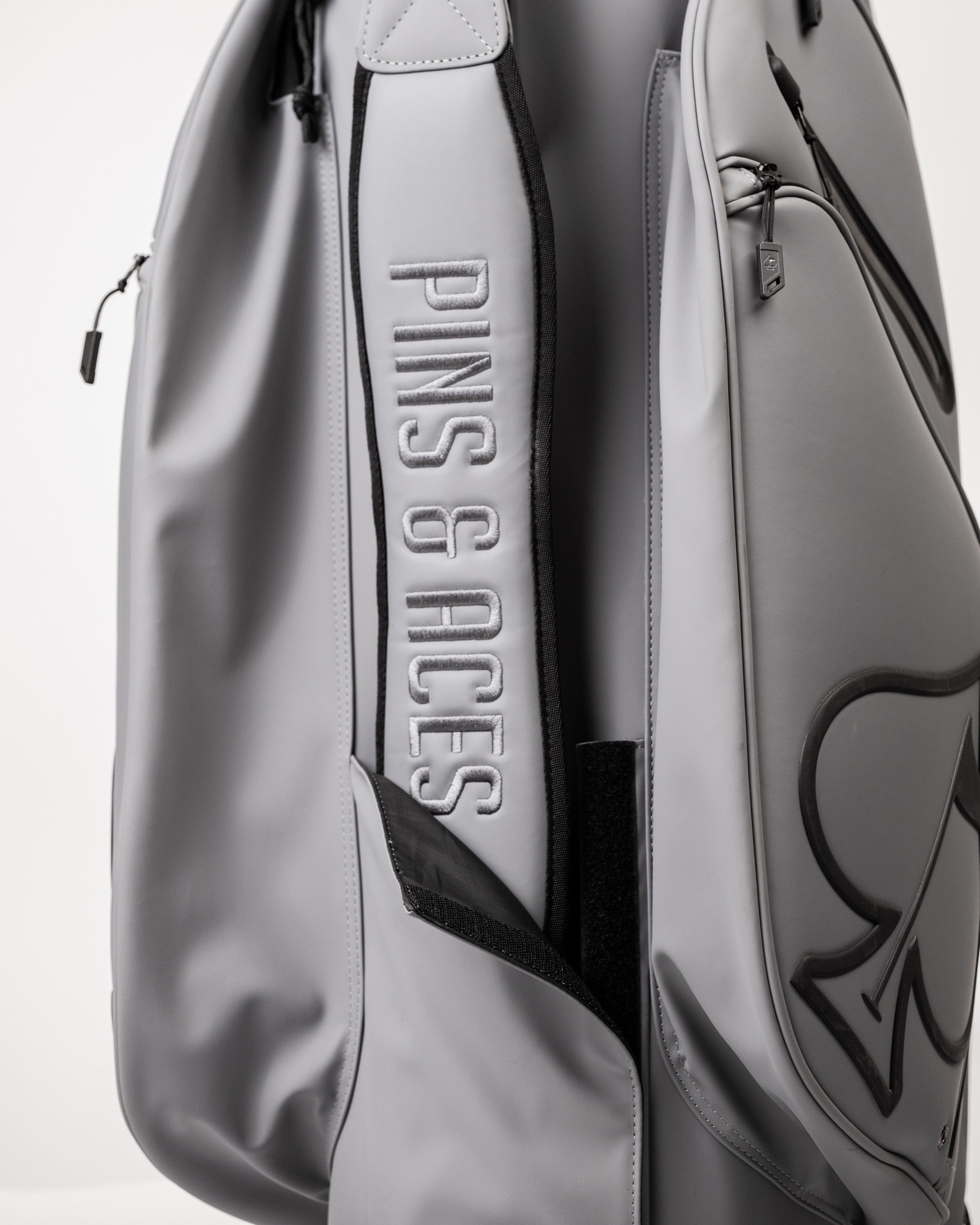 Player Preferred™ Cart Bag in Flat Ash color, showcasing its sleek design, multiple pockets, and padded straps for convenience.
