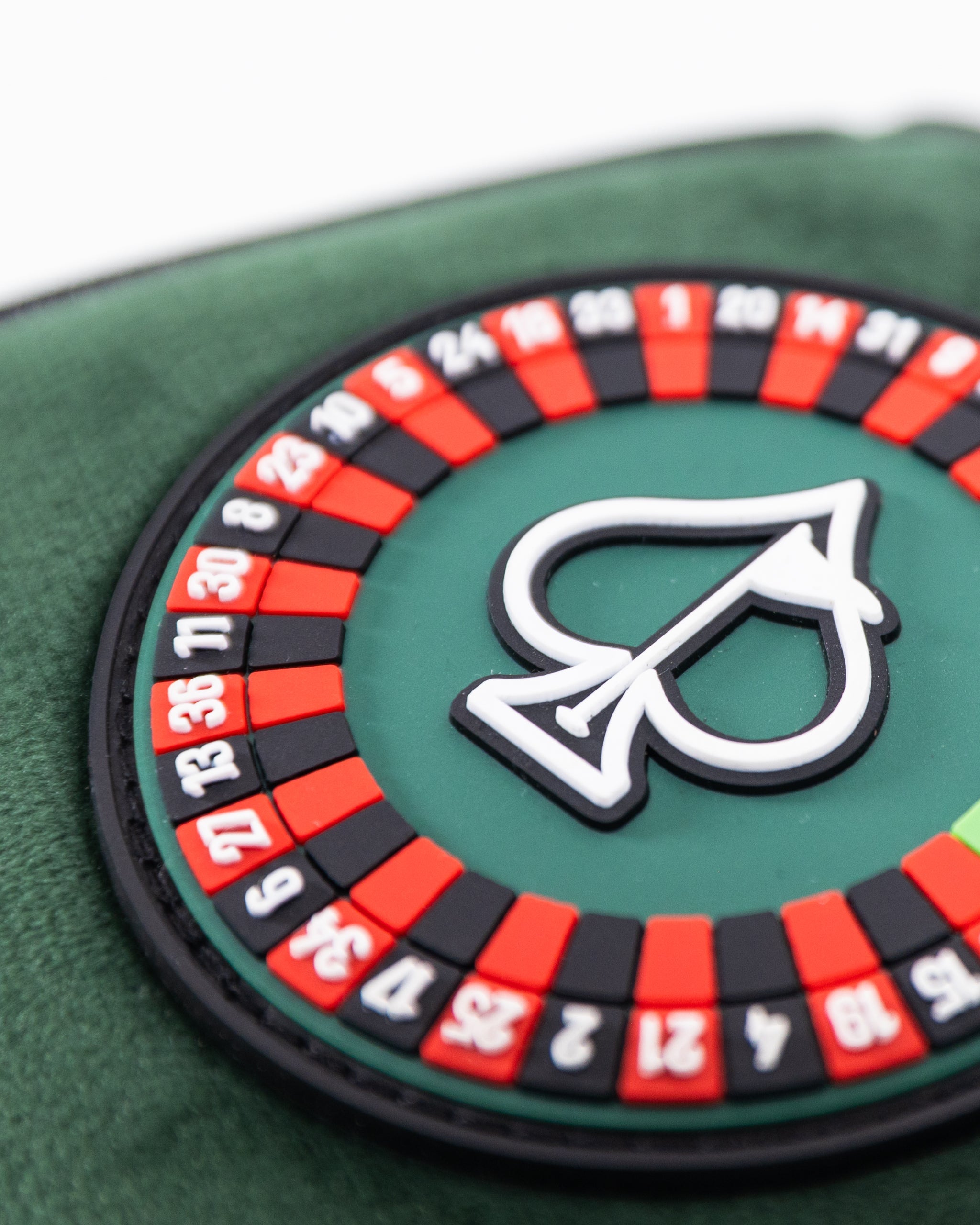 "Roulette-themed mallet putter cover with vibrant casino graphics and protective design."