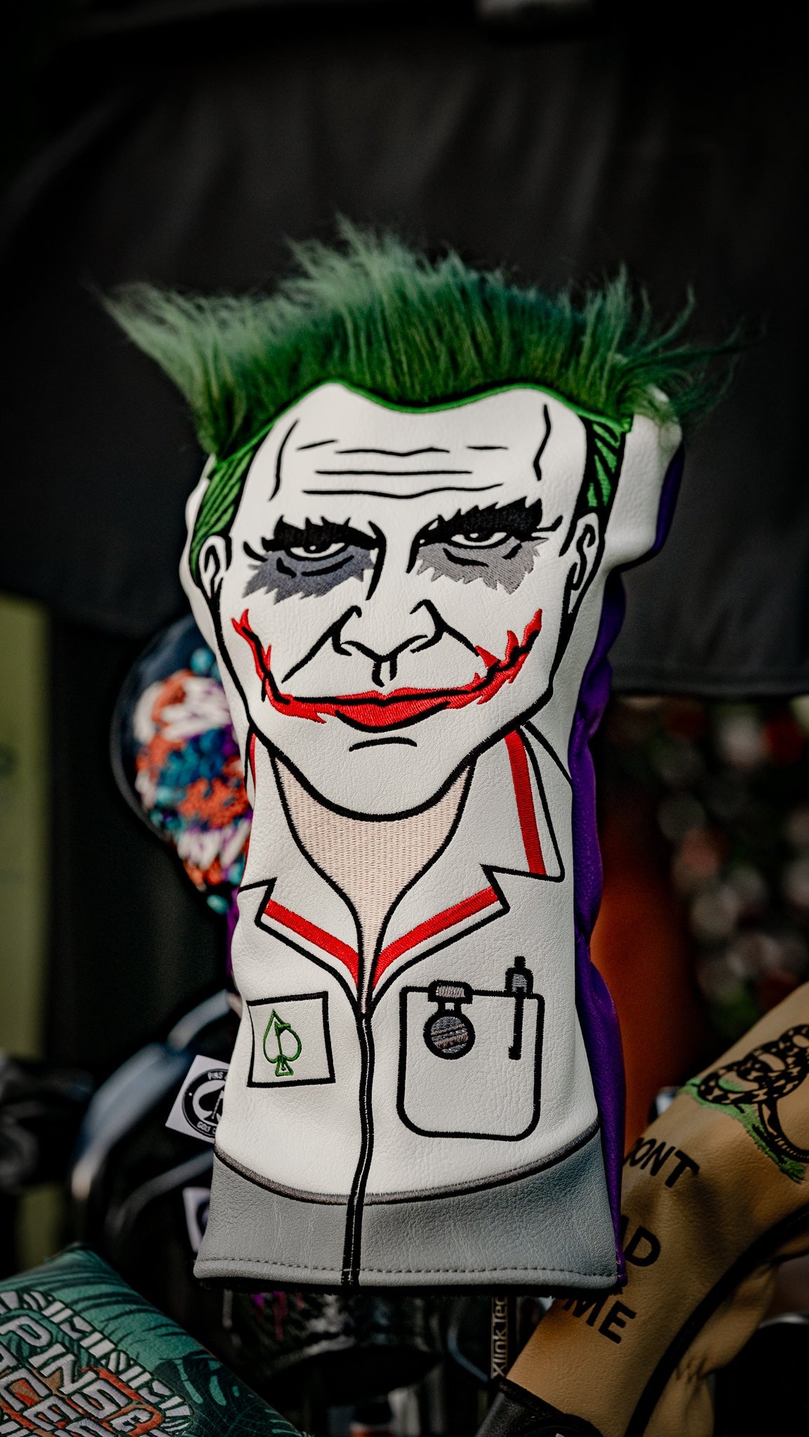 Nurse Joker driver cover featuring a playful design of a joker in a nurse outfit, ideal for golf enthusiasts.