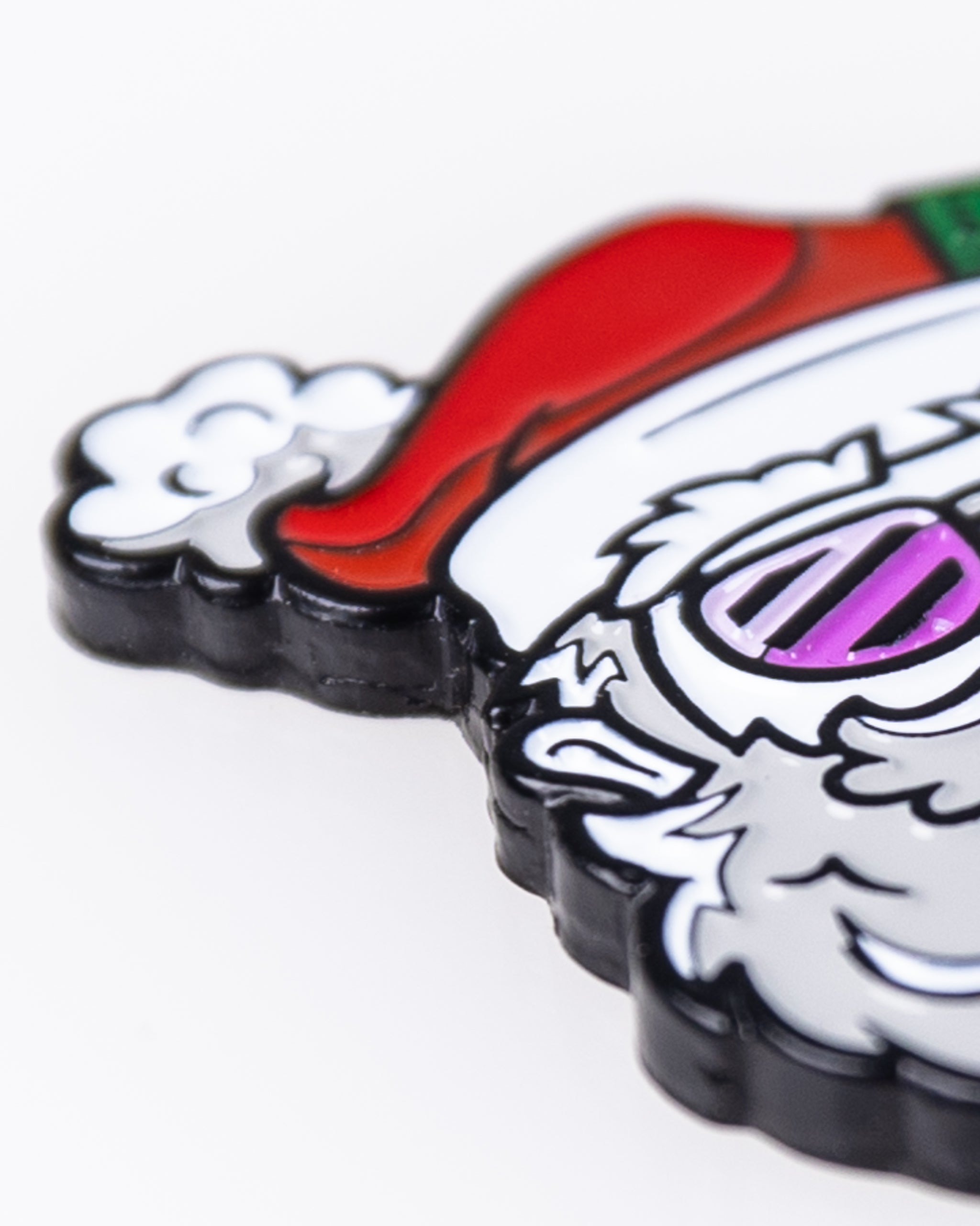 "Santa the Degenerate Ball Marker featuring a playful cartoon design of Santa Claus in a humorous pose, ideal for golf enthusiasts."