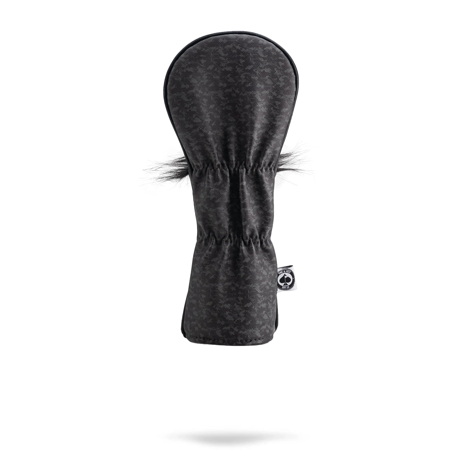 Gray camo fairway cover featuring a mustache sugar skull design.