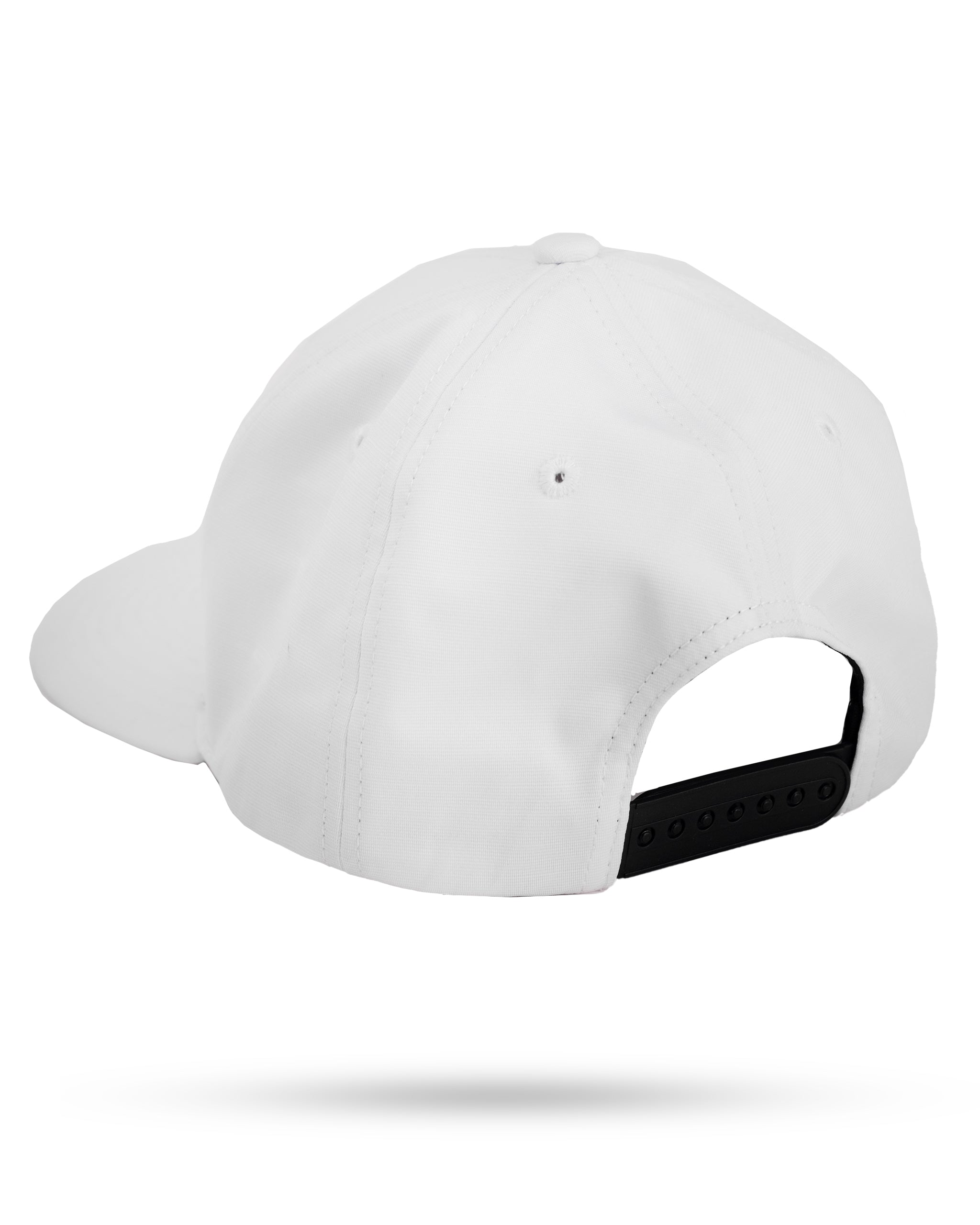 White Performance Spade Hat featuring a sleek design, perfect for outdoor activities.