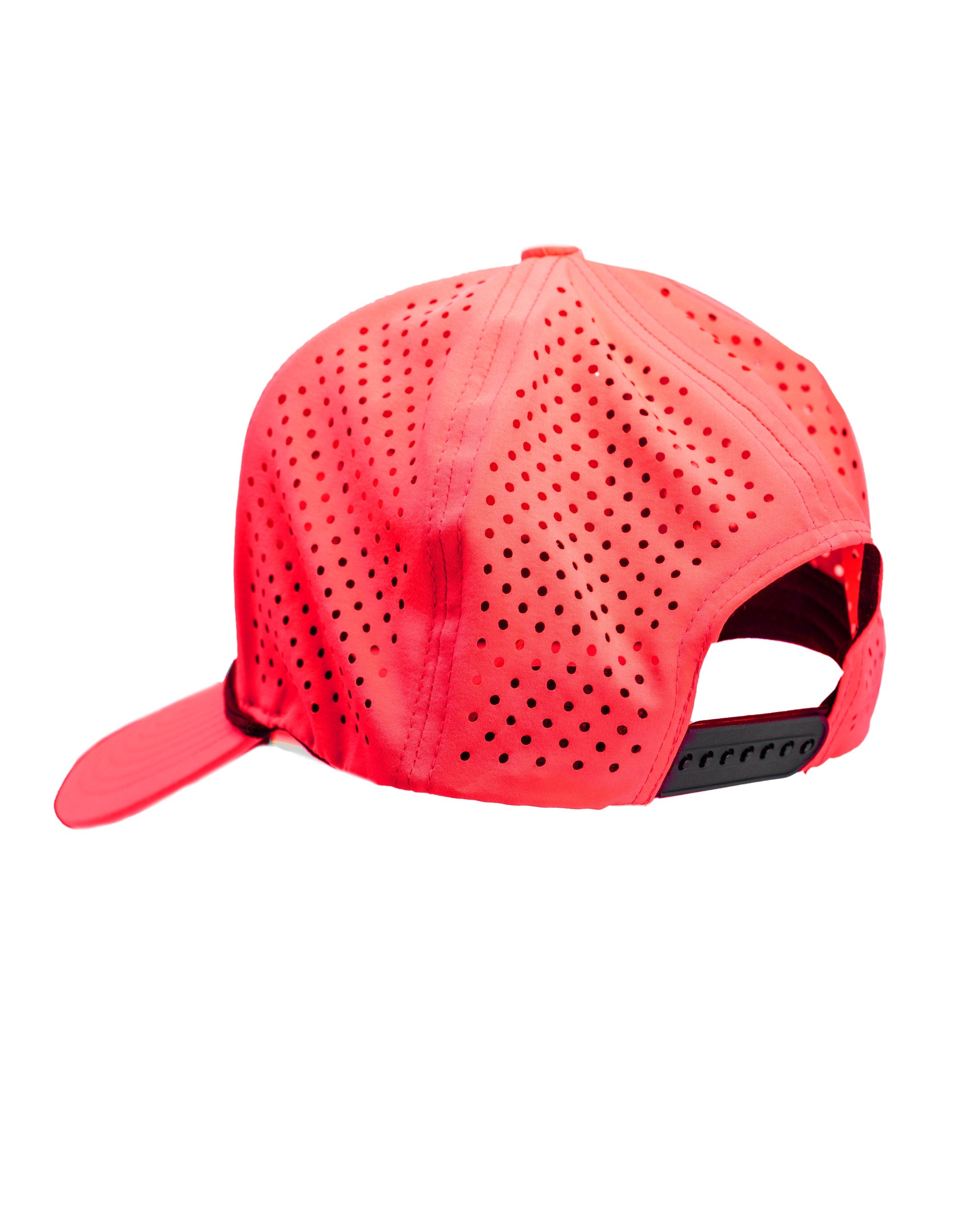 Perforated highlighter pink rope hat with a stylish design.