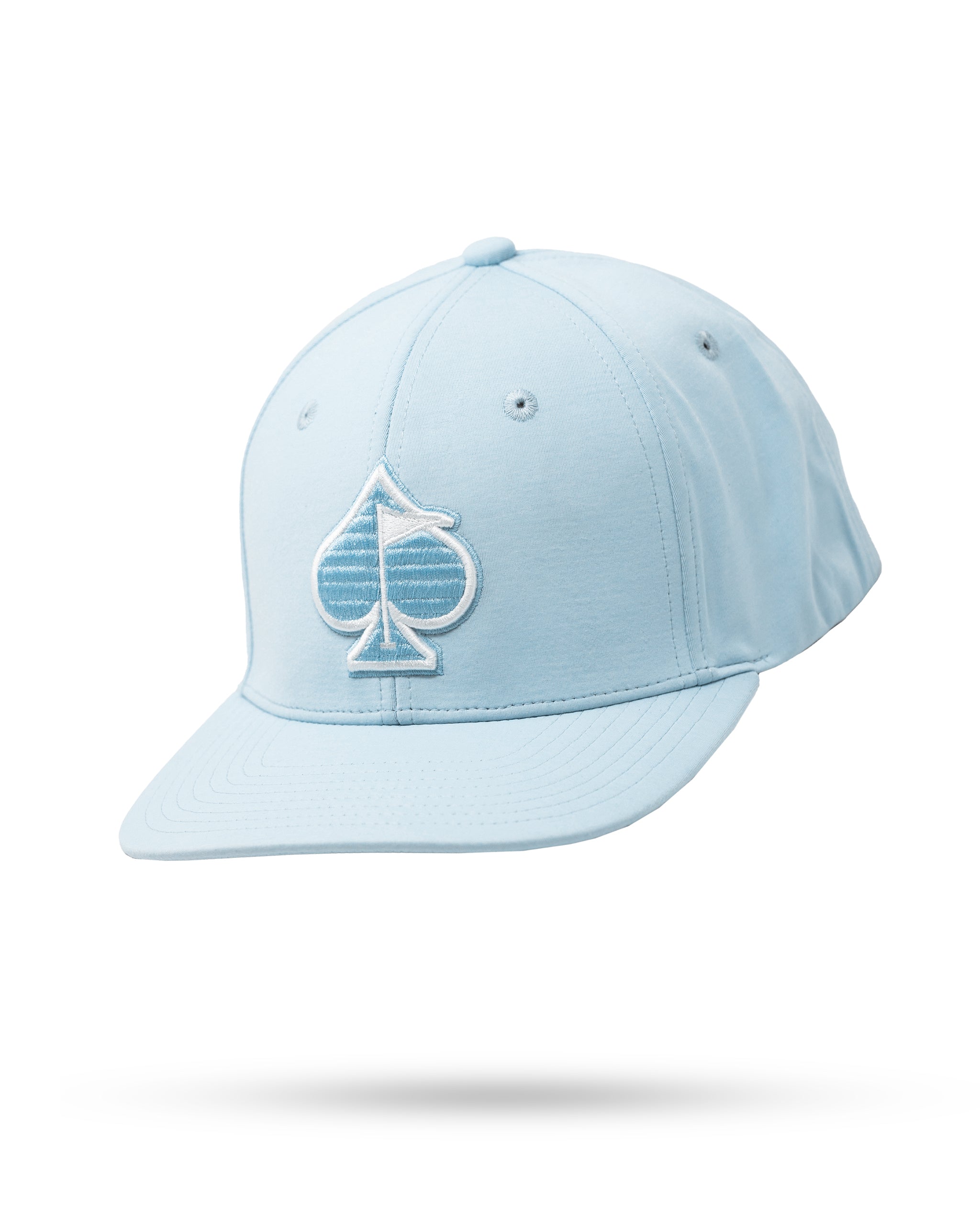Performance Spade Hat in Carolina Blue, featuring a sleek design and moisture-wicking fabric for enhanced comfort.