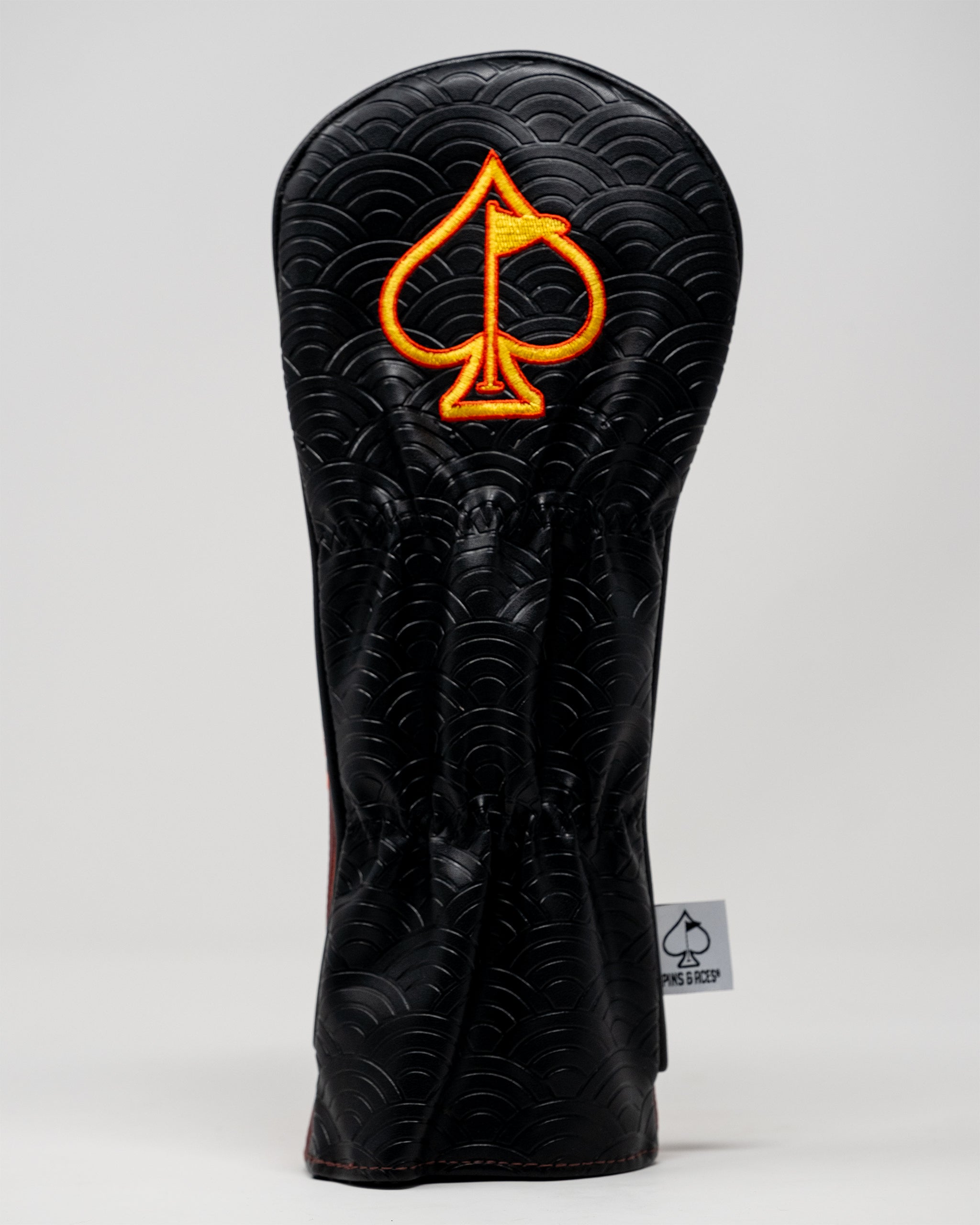 Fire & Fury fairway cover featuring vibrant fire wave design, designed to protect golf clubs while adding a stylish, bold look to your golf gear.