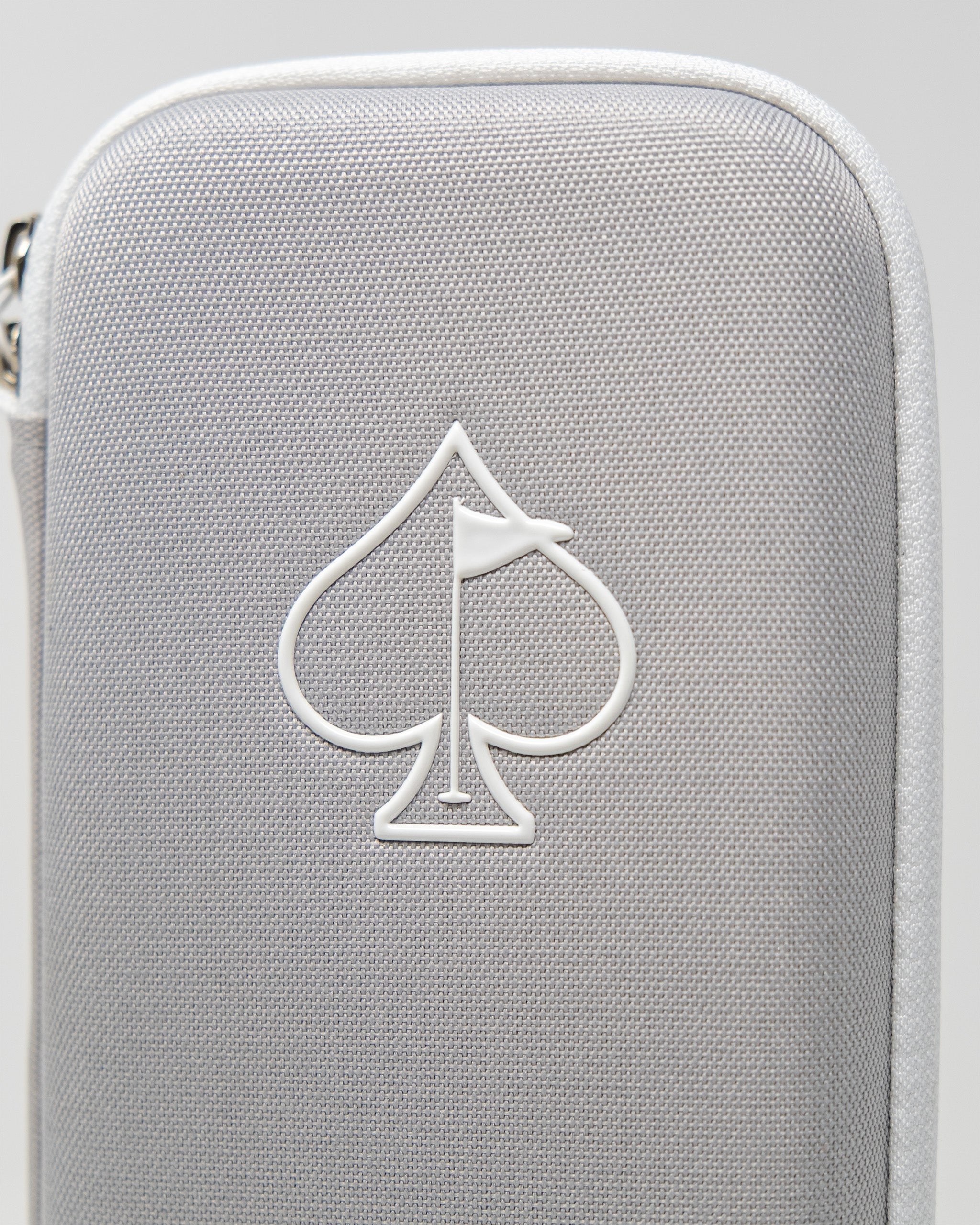 Gray glove and accessory caddie featuring a white spade logo, designed for organized storage and easy access.