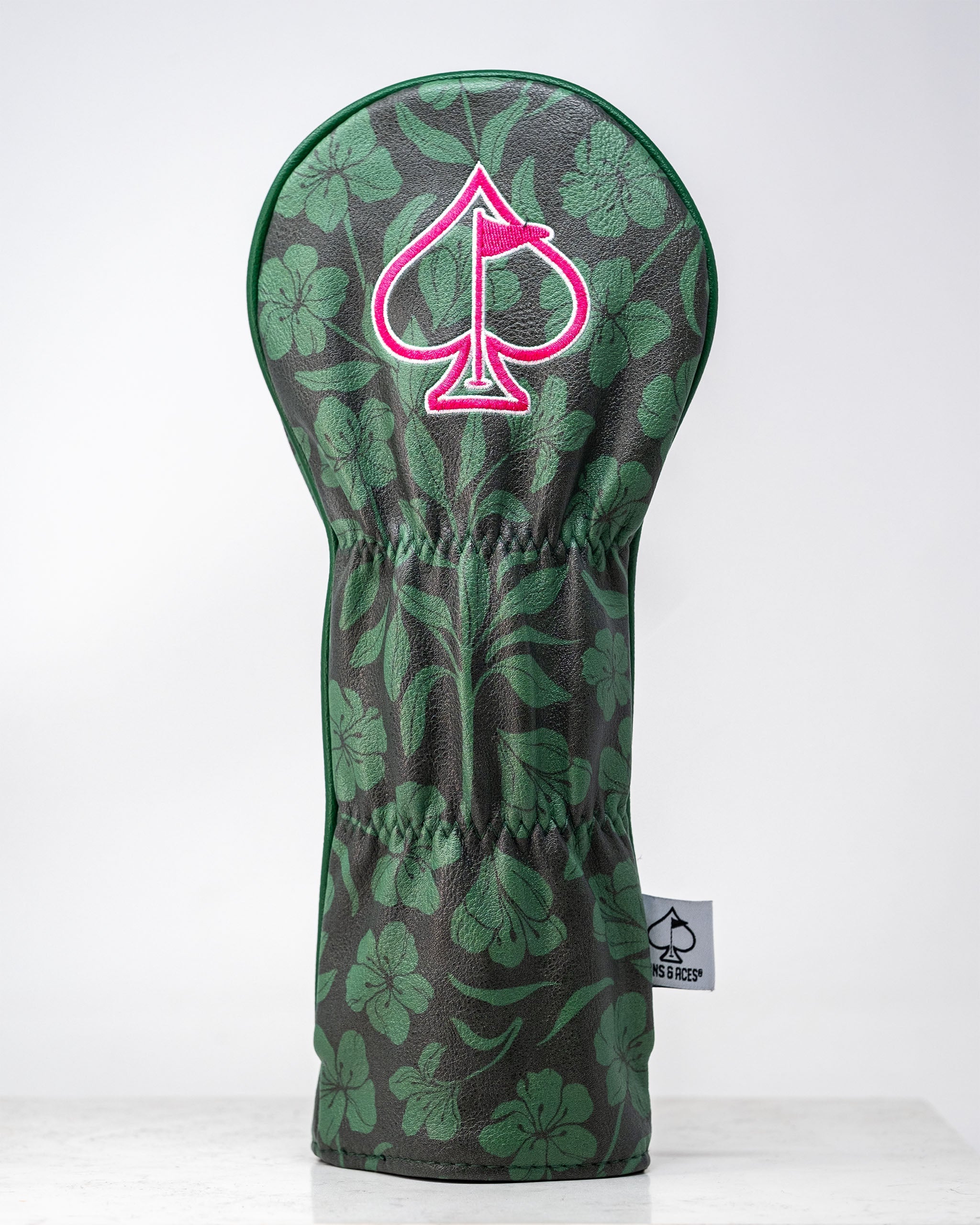 Hibiscus Bloom fairway cover featuring a vibrant floral design in shades of pink and green, designed for golf clubs.