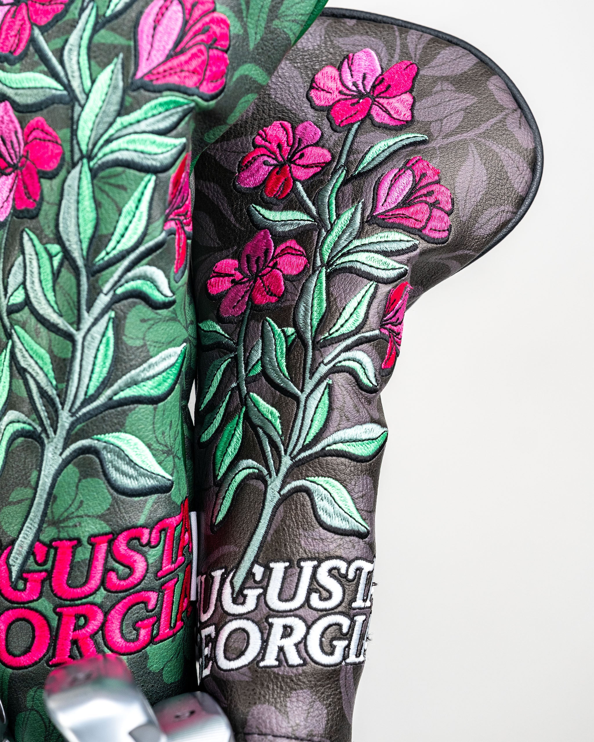 Hibiscus Bloom hybrid cover featuring a vibrant floral design on a golf headcover.