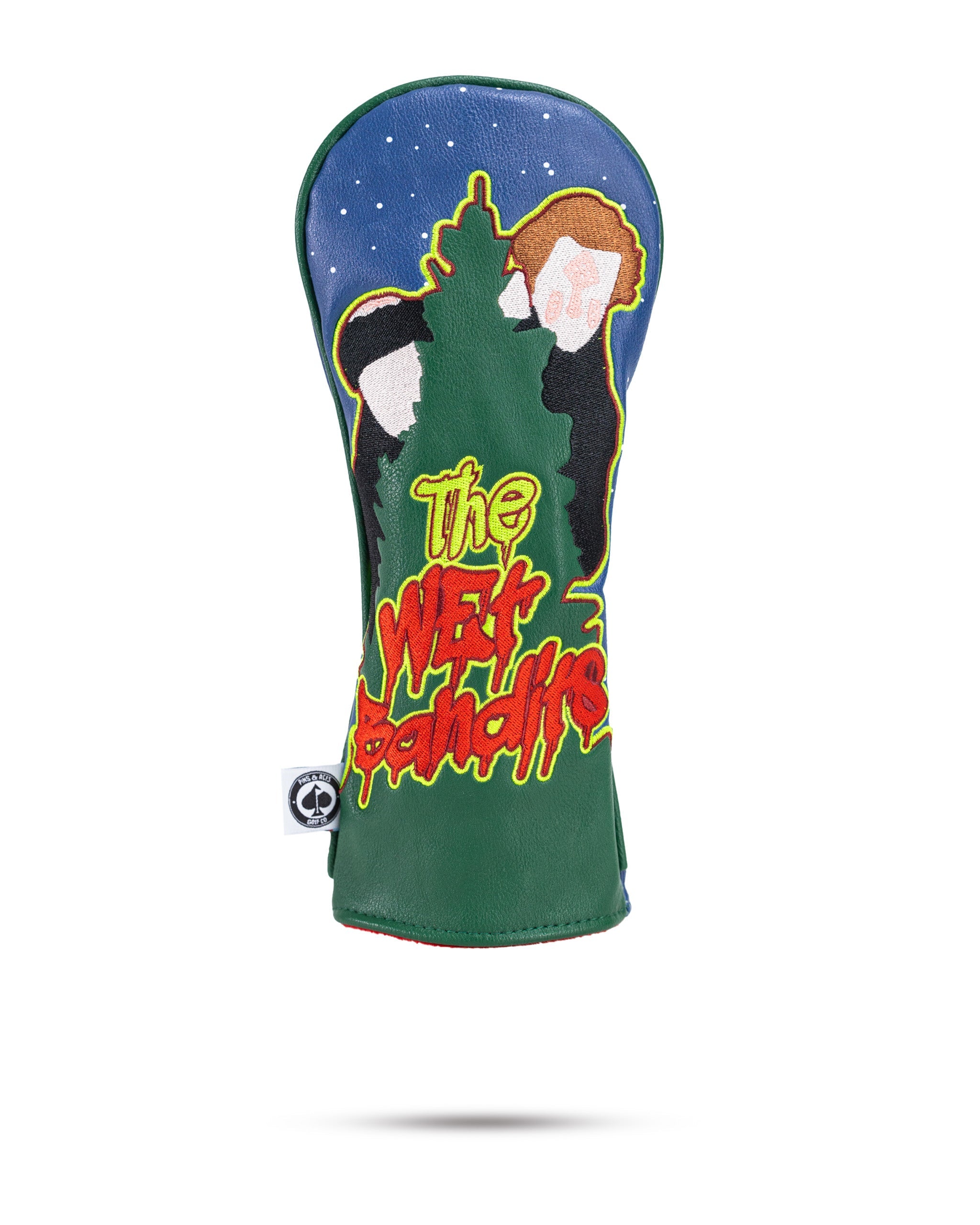 Wet Bandits Fairway Cover featuring a humorous design inspired by Home Alone, showcasing iconic elements like the signature "Wet Bandits" logo and vibrant colors for a playful golf accessory.