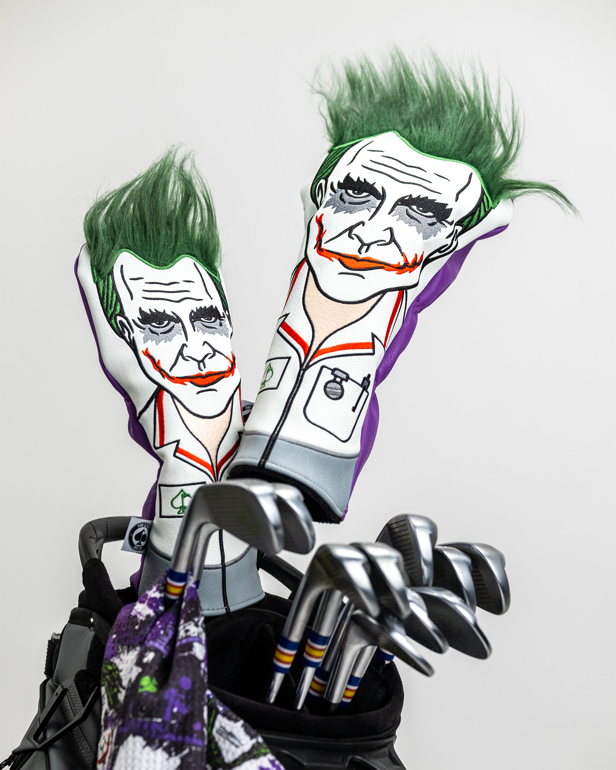 "Nurse Joker driver cover in a colorful design, featuring a playful joker character, packaged in a protective bag."