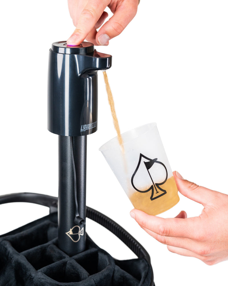 LiquorStick® 3.0 in black, featuring a sleek design with a curved body and a streamlined nozzle for easy pouring.