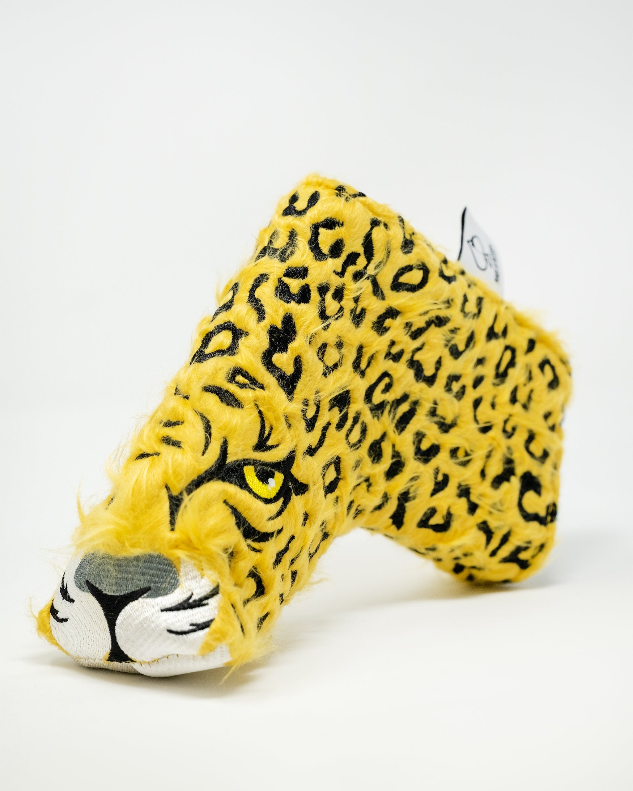Leopard print blade putter cover with protective design for golf clubs.
