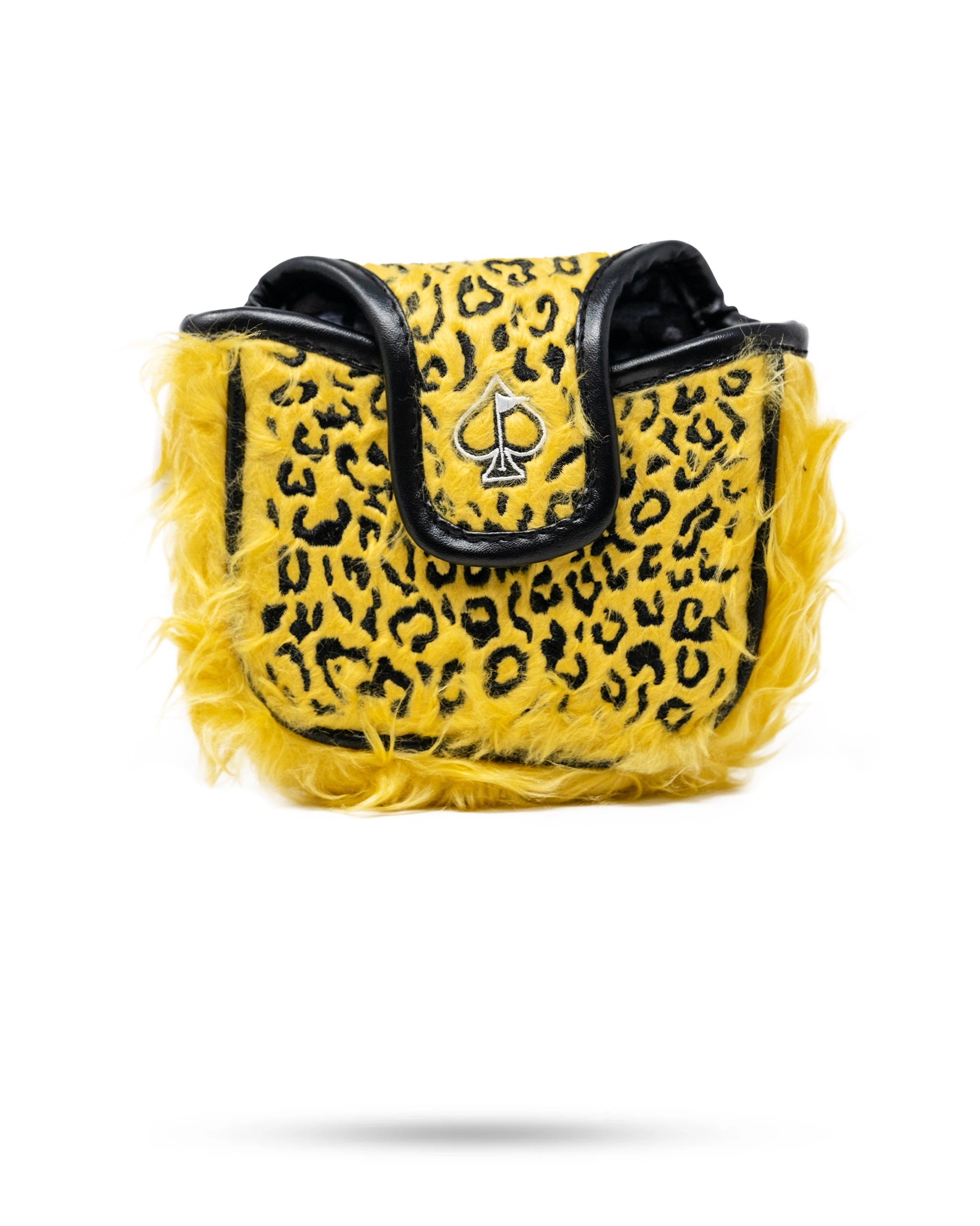 Leopard print mallet putter cover featuring a sleek design and durable material for enhanced protection on the golf course.