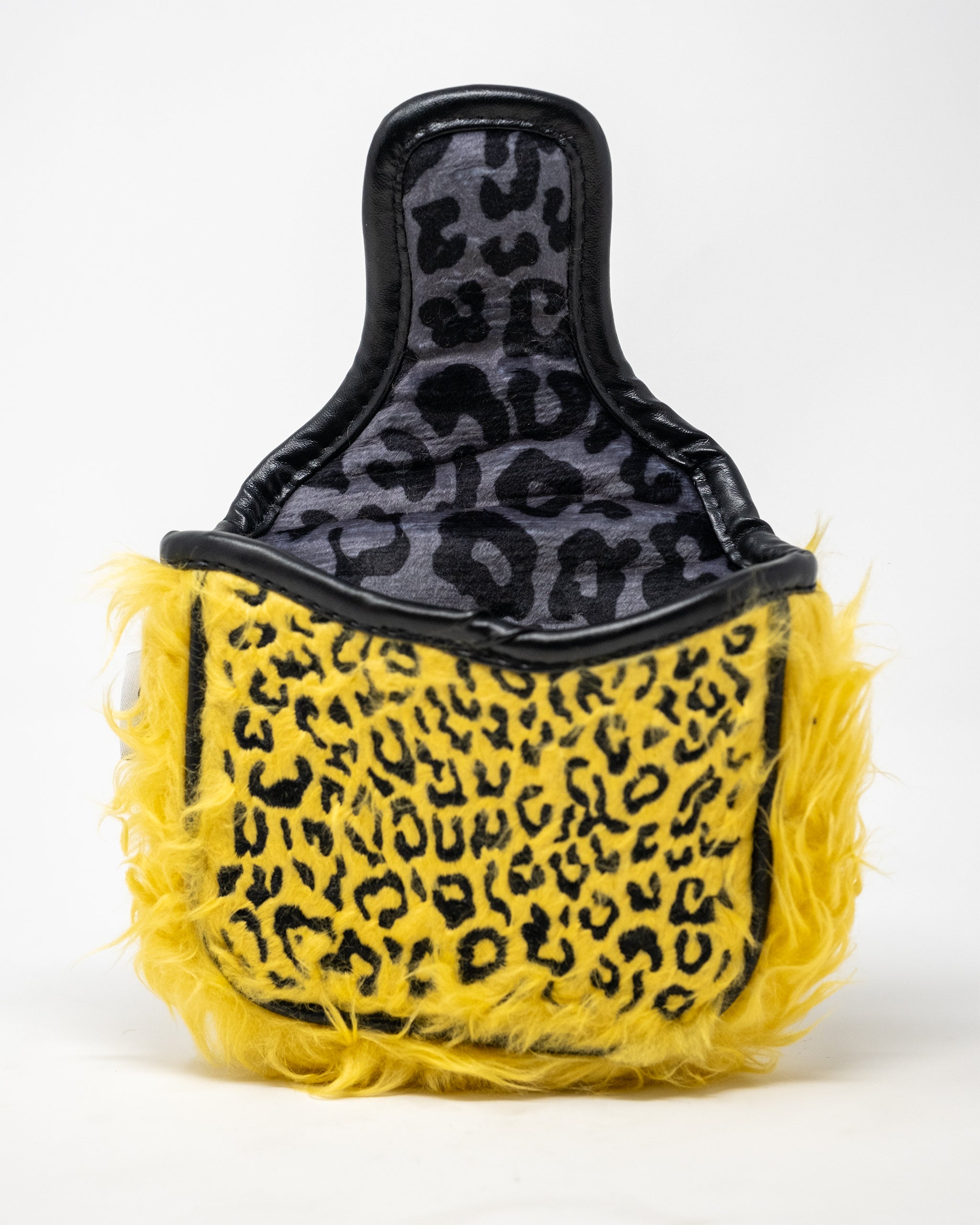 Leopard print mallet putter cover designed for protection and style in golf.