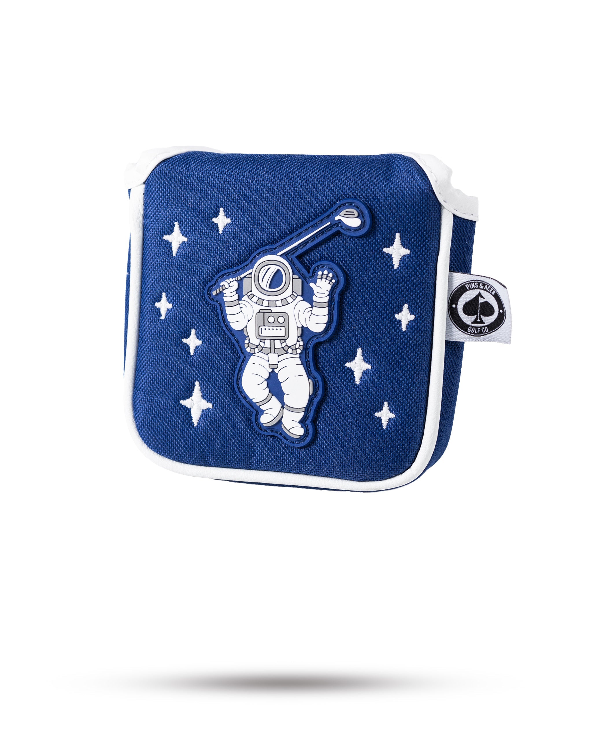 NASA Space Walk Mallet Putter Cover featuring a vibrant space-themed design, with planets and stars, designed to fit standard mallet putters.
