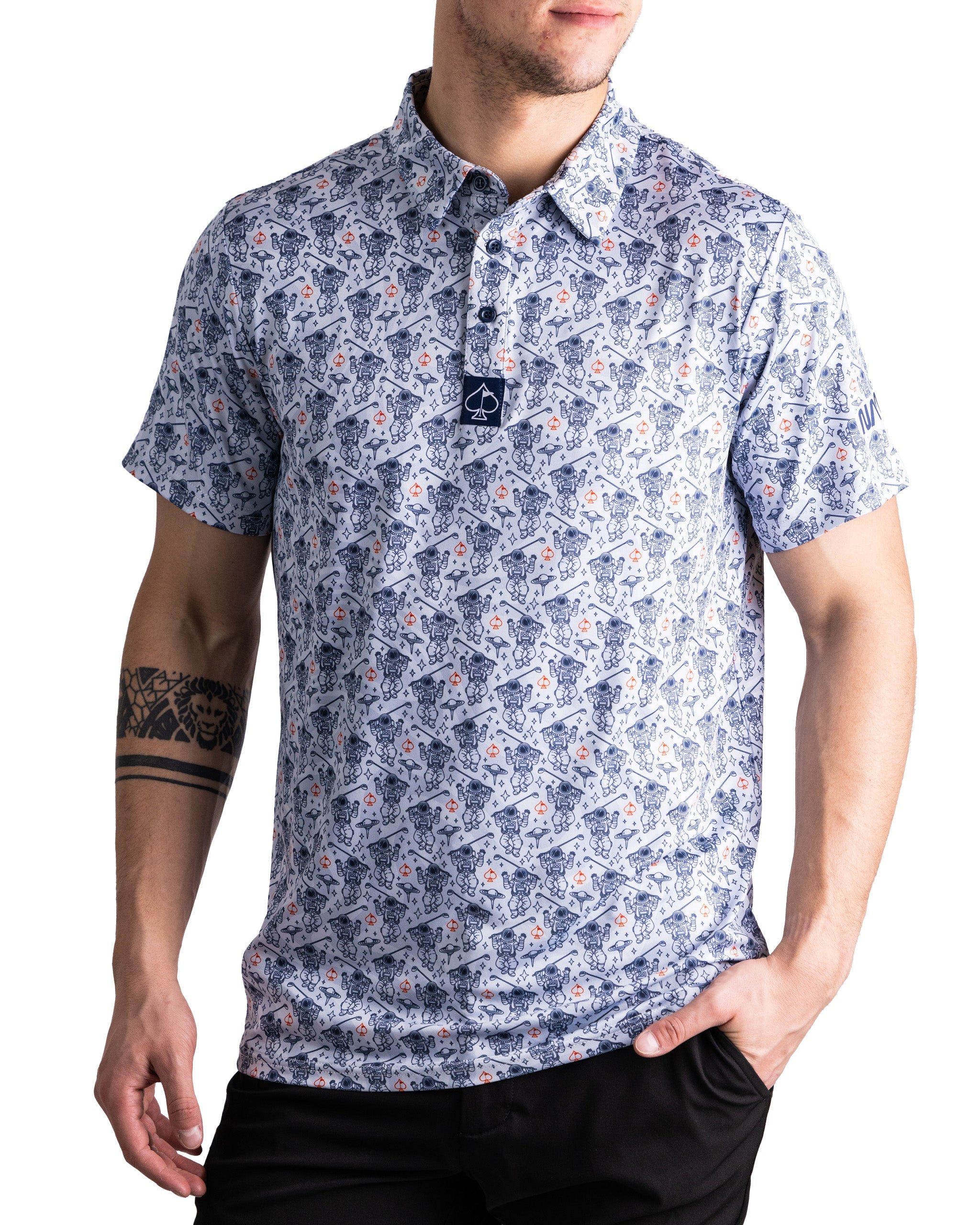 Gray NASA Space Walker polo shirt featuring the iconic NASA logo embroidered on the chest.
