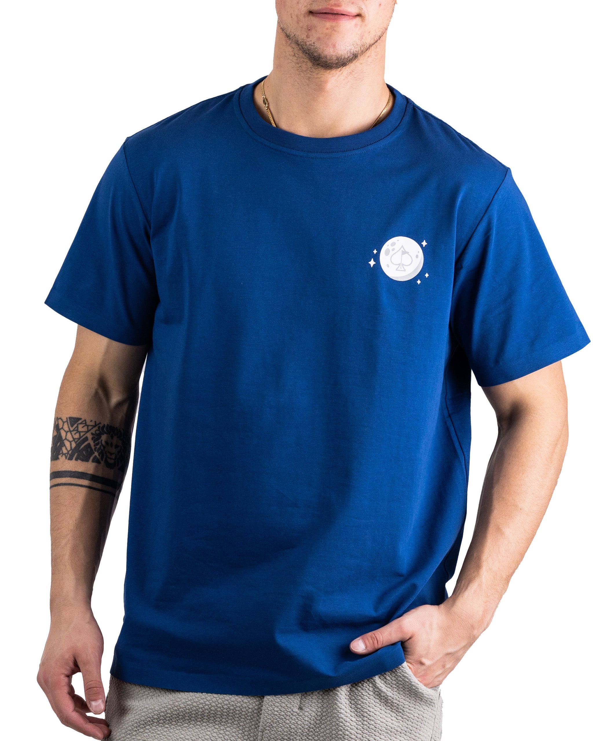 NASA logo tee shirt with a classic fit, featuring a white logo on a navy blue background.