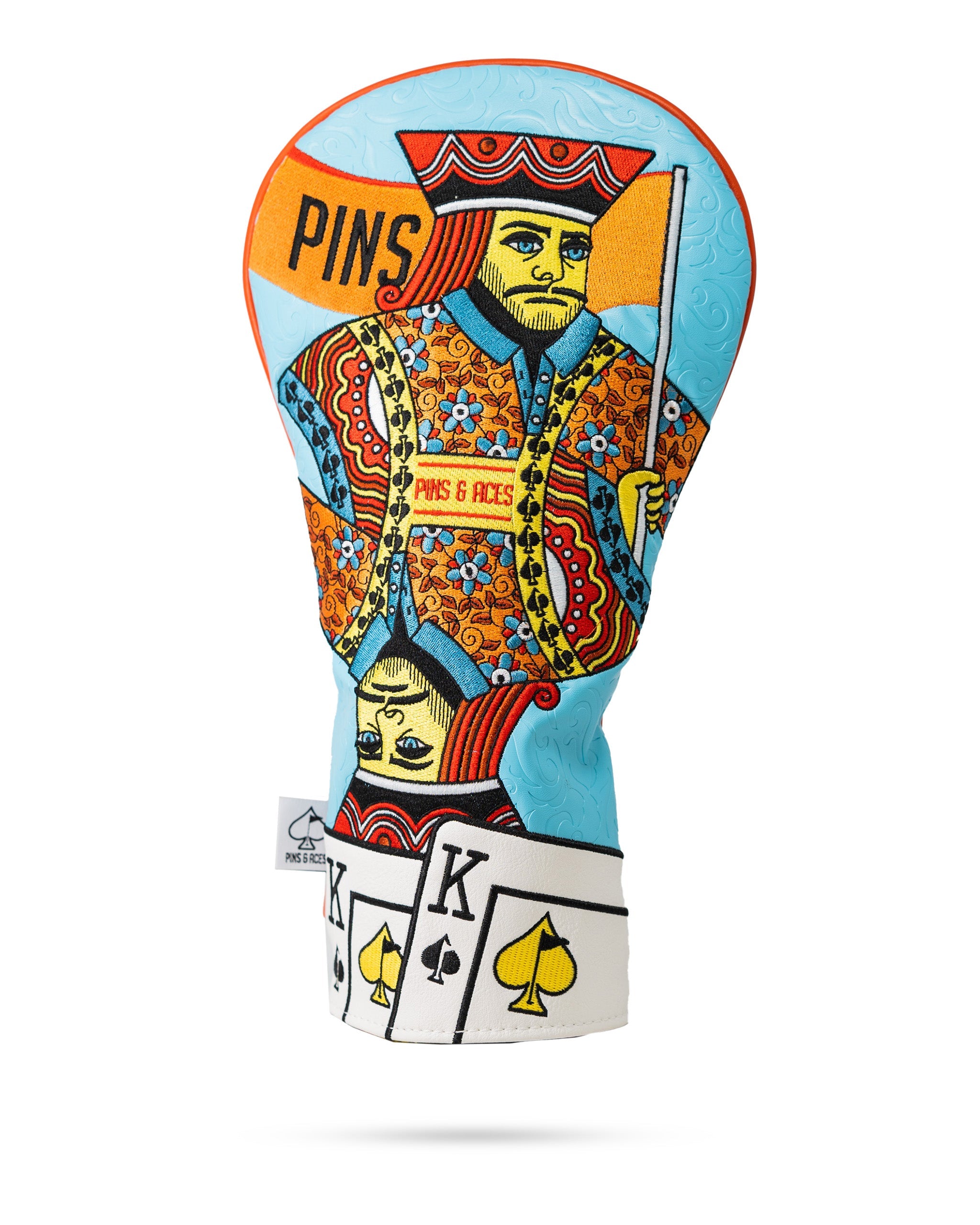 Orange Crush King of Spades driver cover featuring a vibrant orange design and spade logo, perfect for golf enthusiasts.