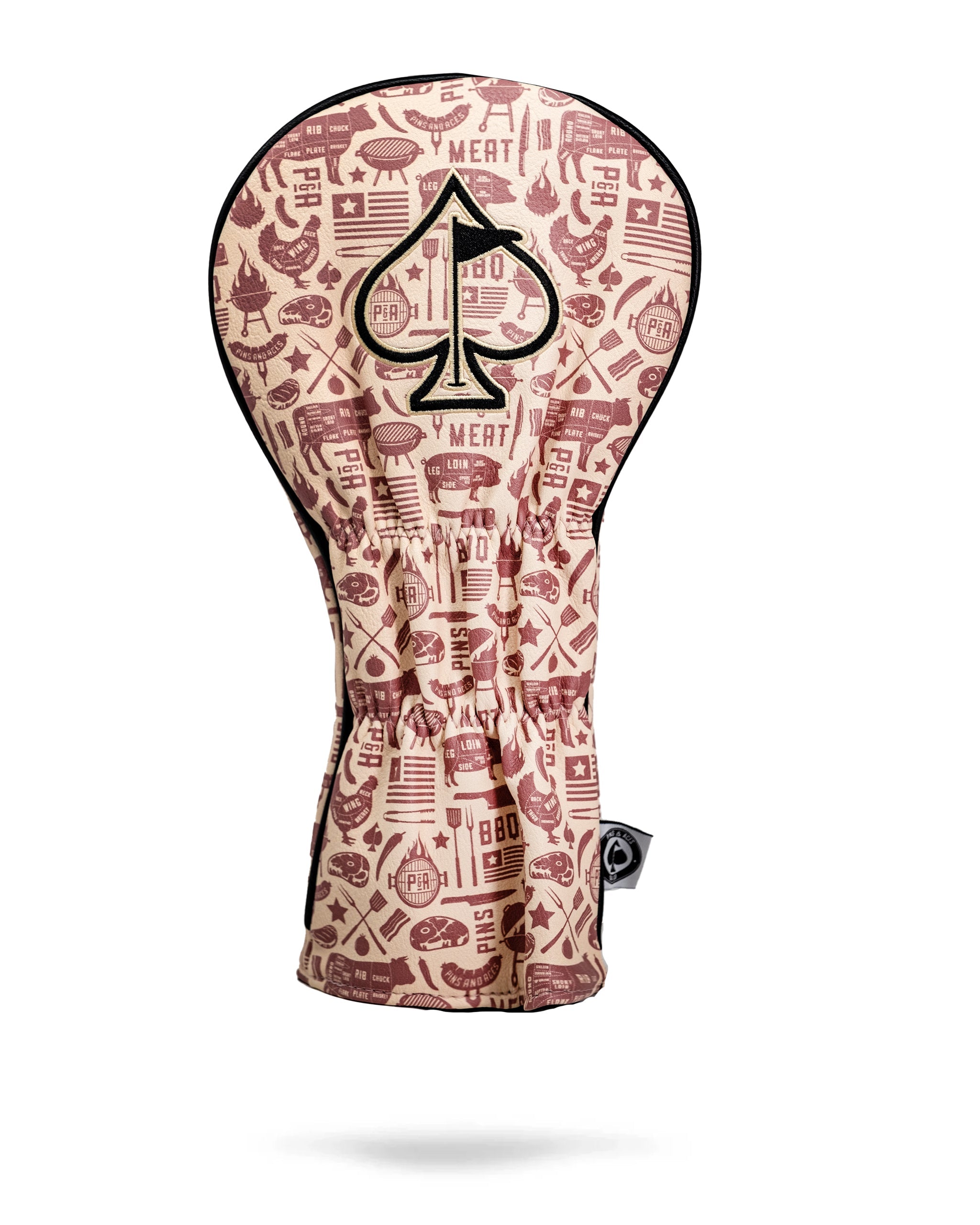 BBQ Links Driver Headcover featuring vibrant BBQ design with grilling motifs and a snug fit for golf clubs.