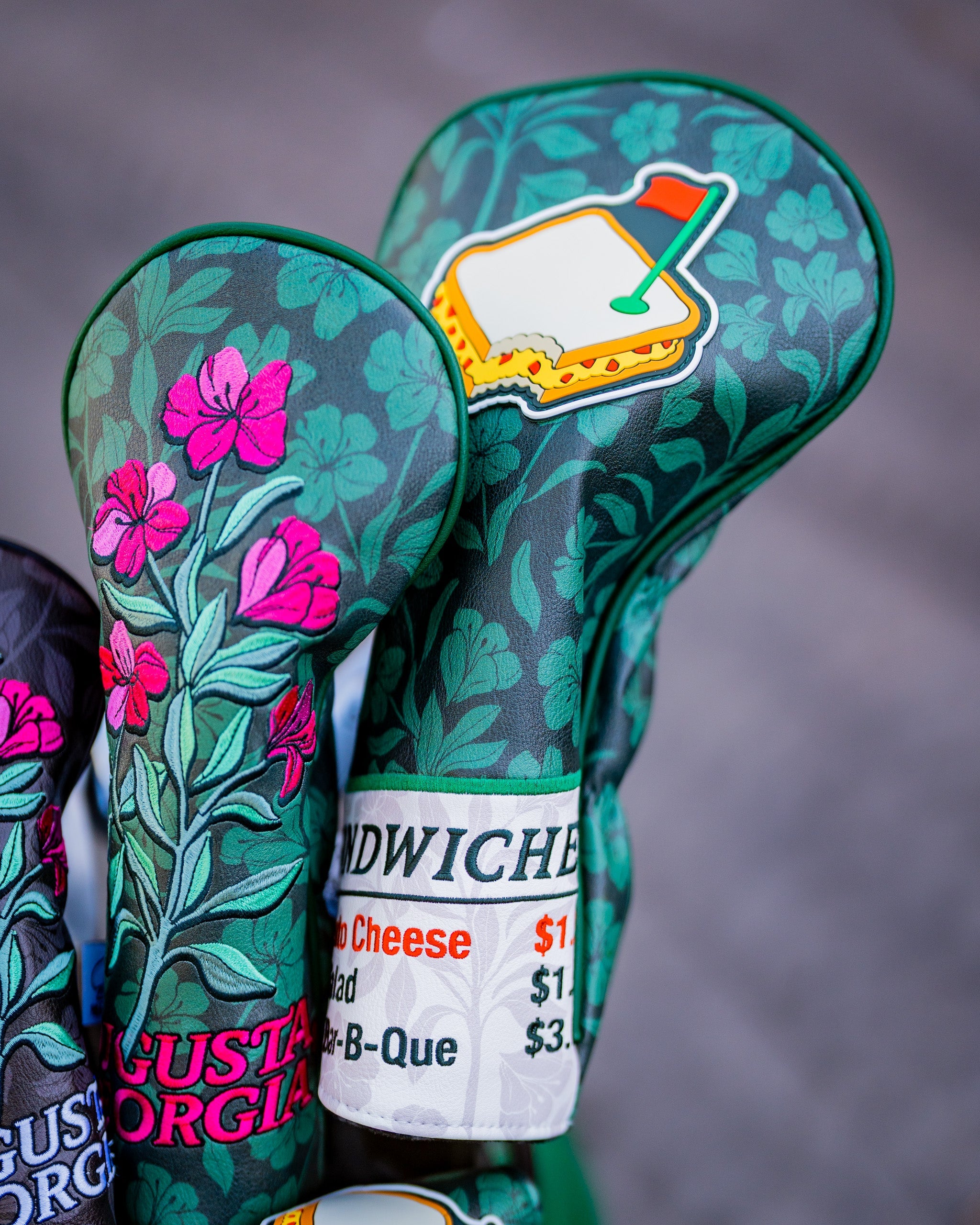 Augusta '25 golf driver cover in vibrant pimento red with stylish design details.