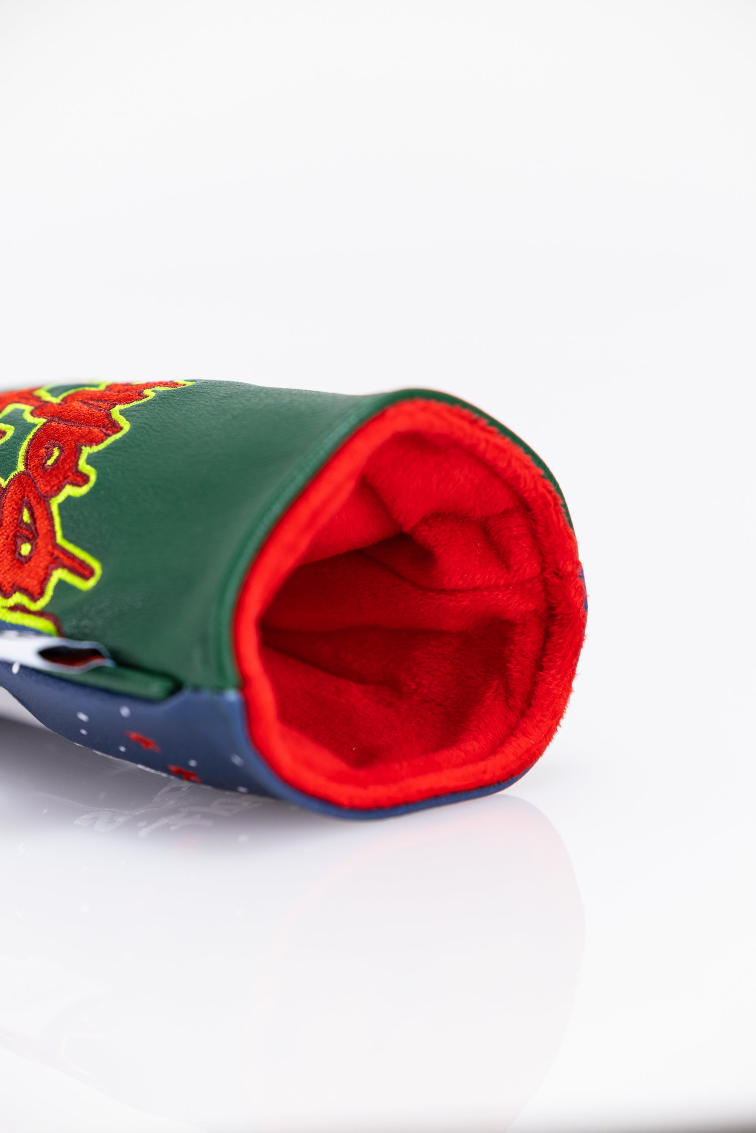 Wet Bandits Fairway Cover featuring a colorful design with a soft red interior, perfect for protecting golf clubs.