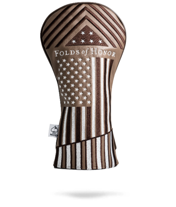 Folds of Honor 2.0 driver cover featuring a brown design with American flag elements and a textured finish.